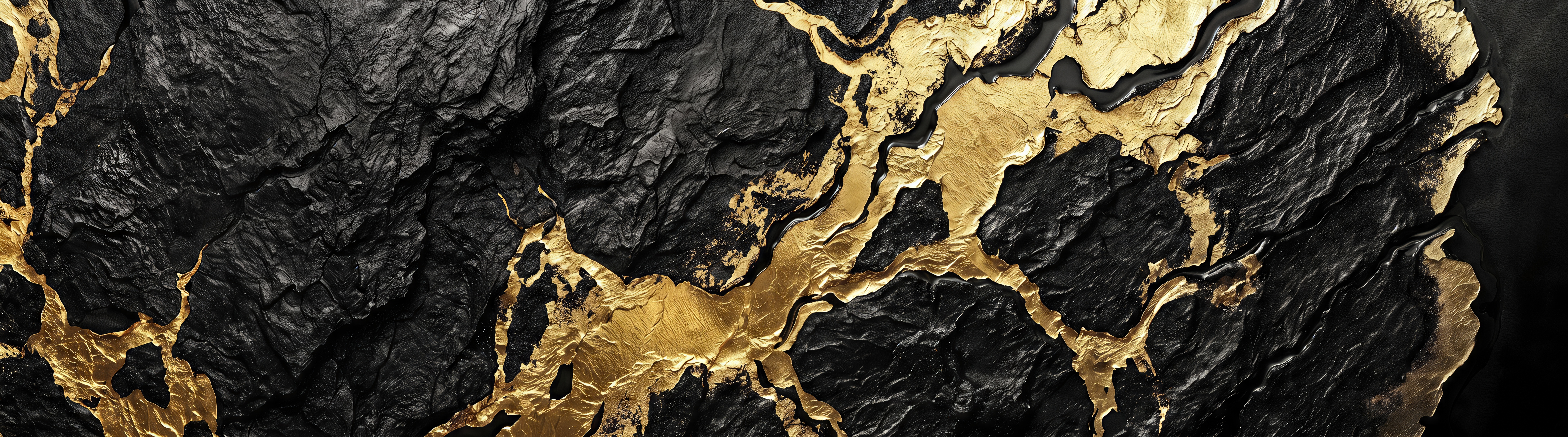 Free photo Elegant marble texture in black and gold tones for premium design.