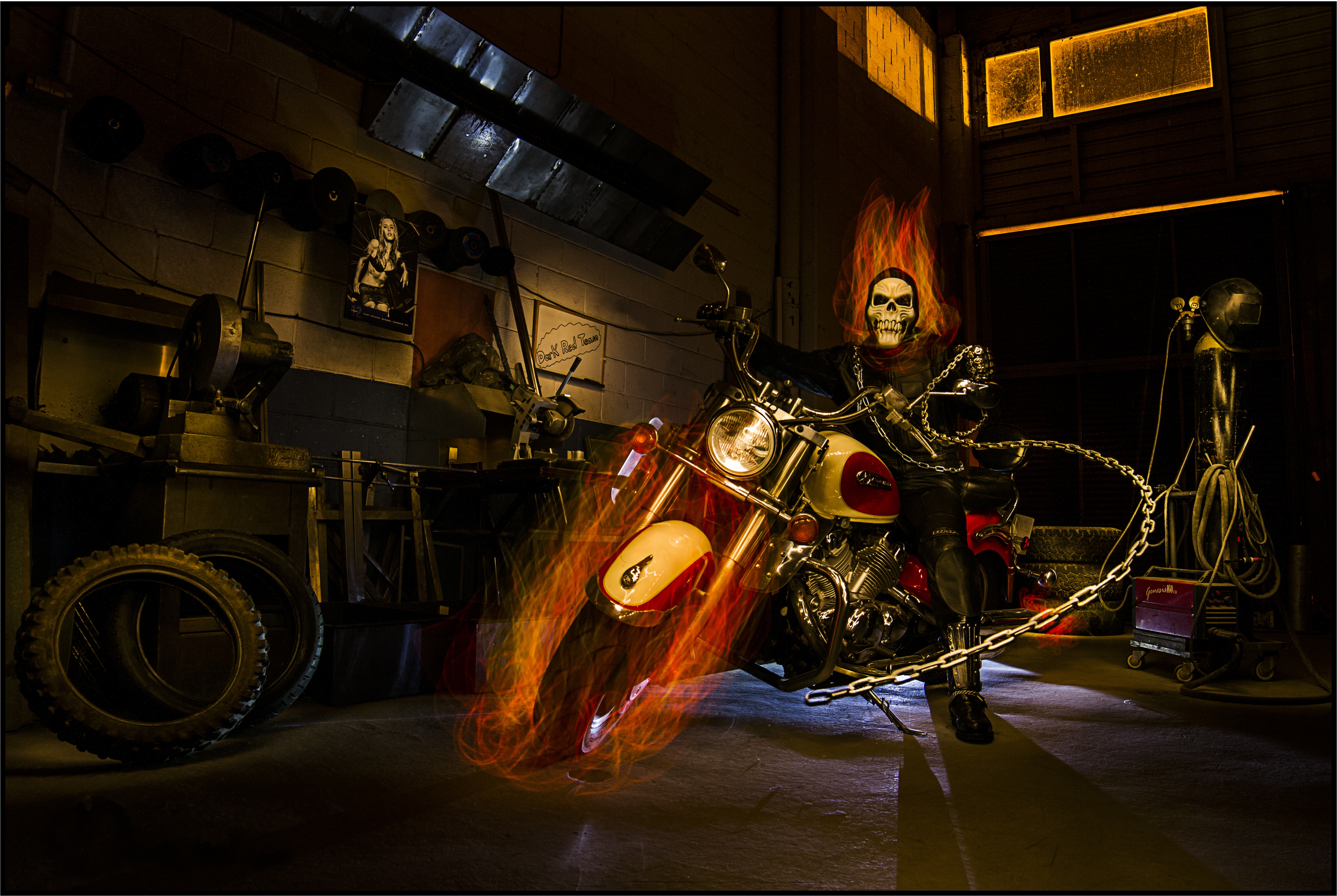 Wallpapers ghost rider room motorcycle on the desktop