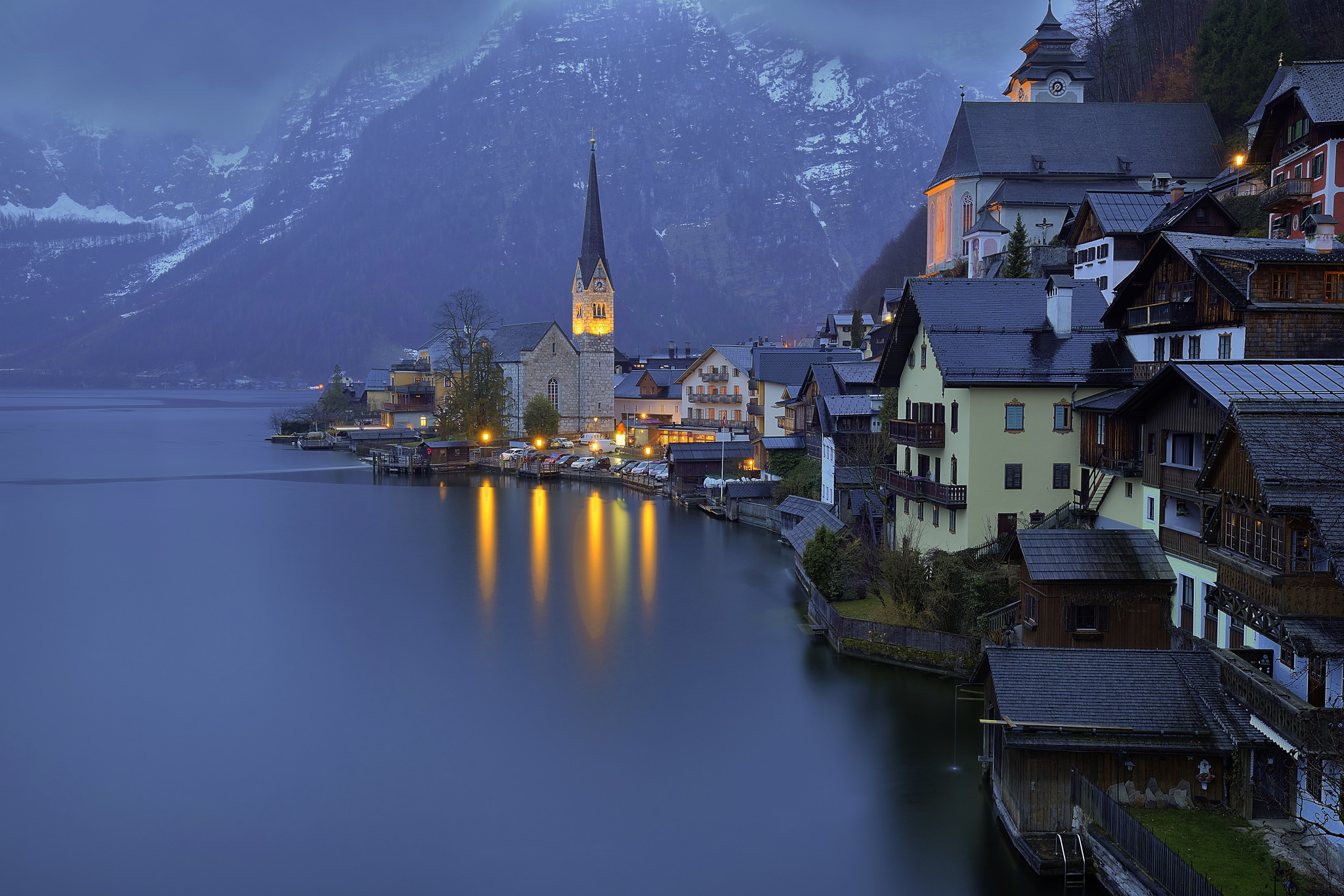 Wallpapers city landscape lake Hallst ttersee on the desktop