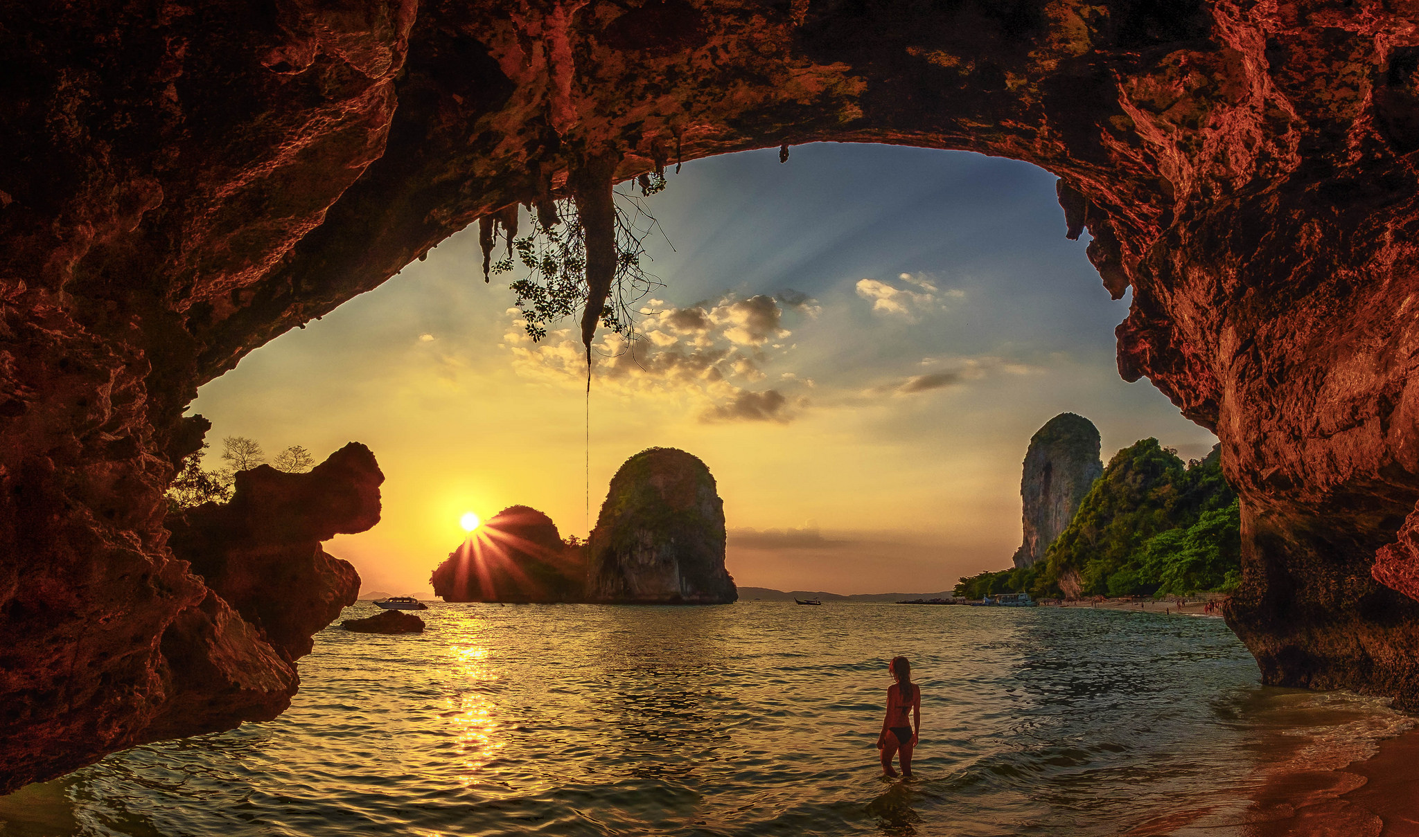 Wallpapers Krabi Thailand Beach cave sunset Krabi on the desktop