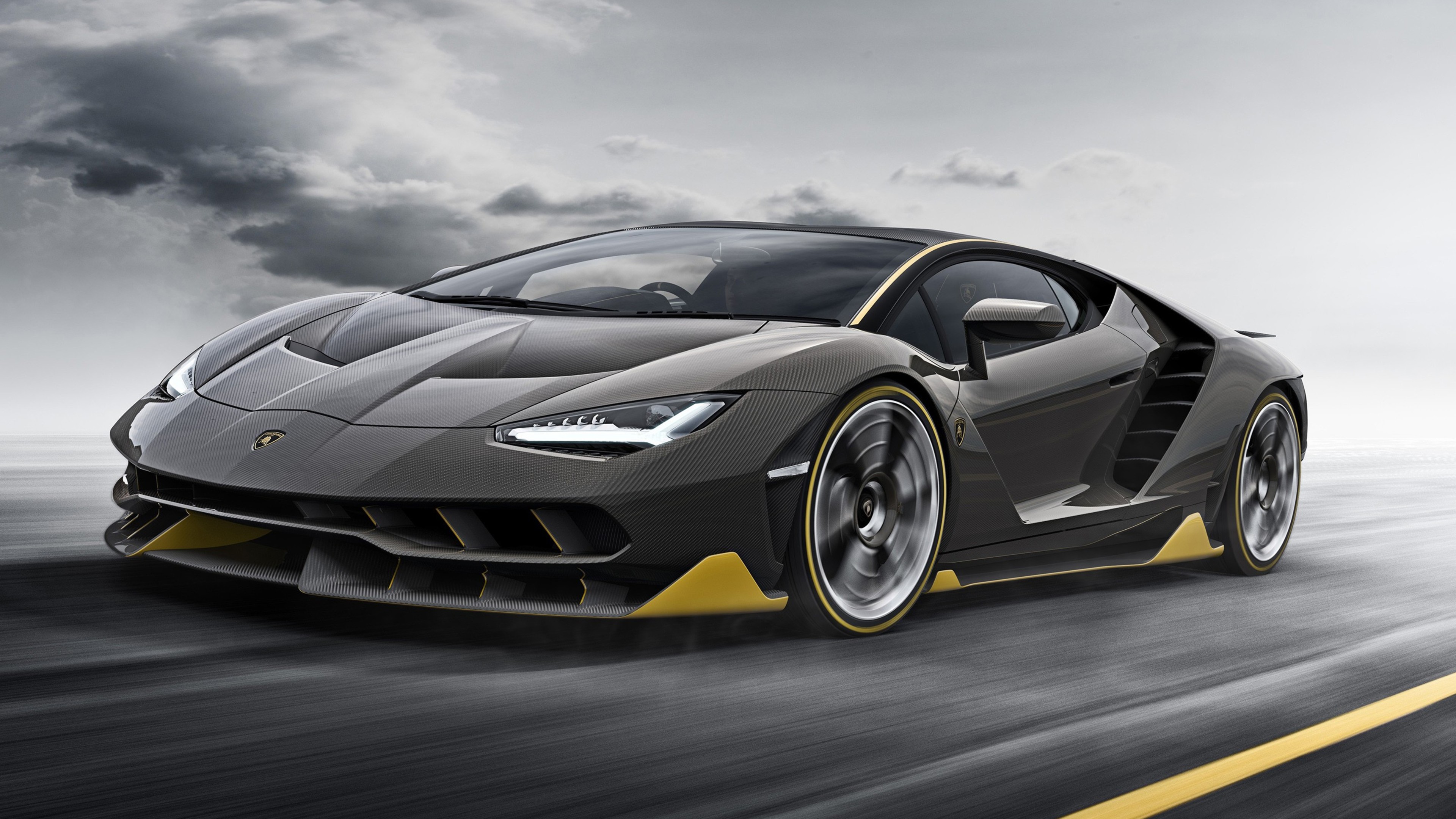 Free photo Black Lamborghini Centenario in motion