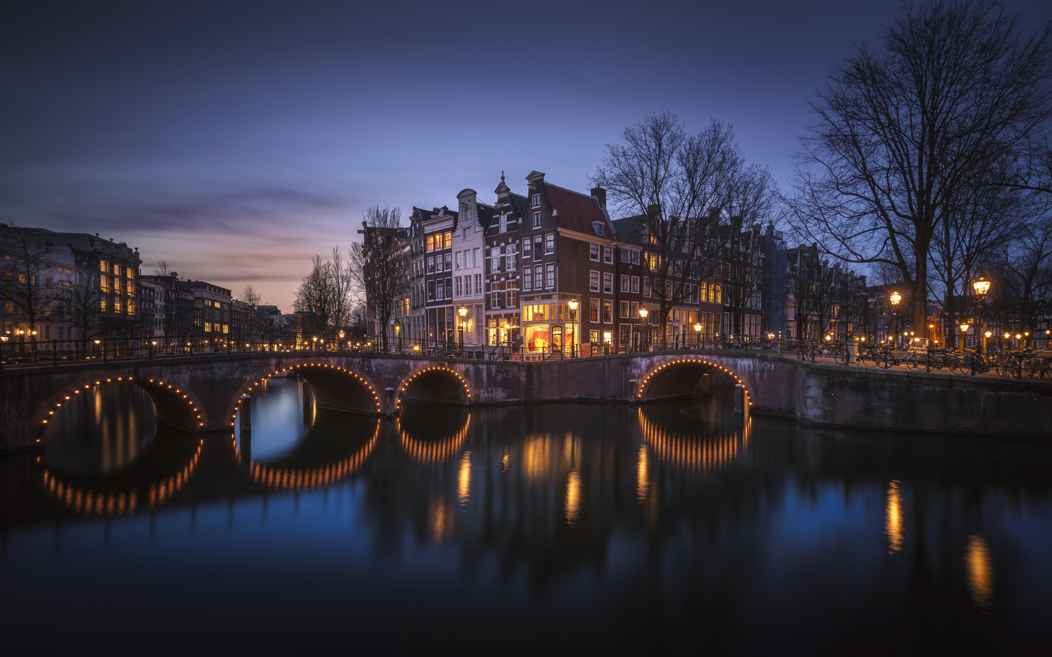 Wallpapers Holland Amsterdam night on the desktop