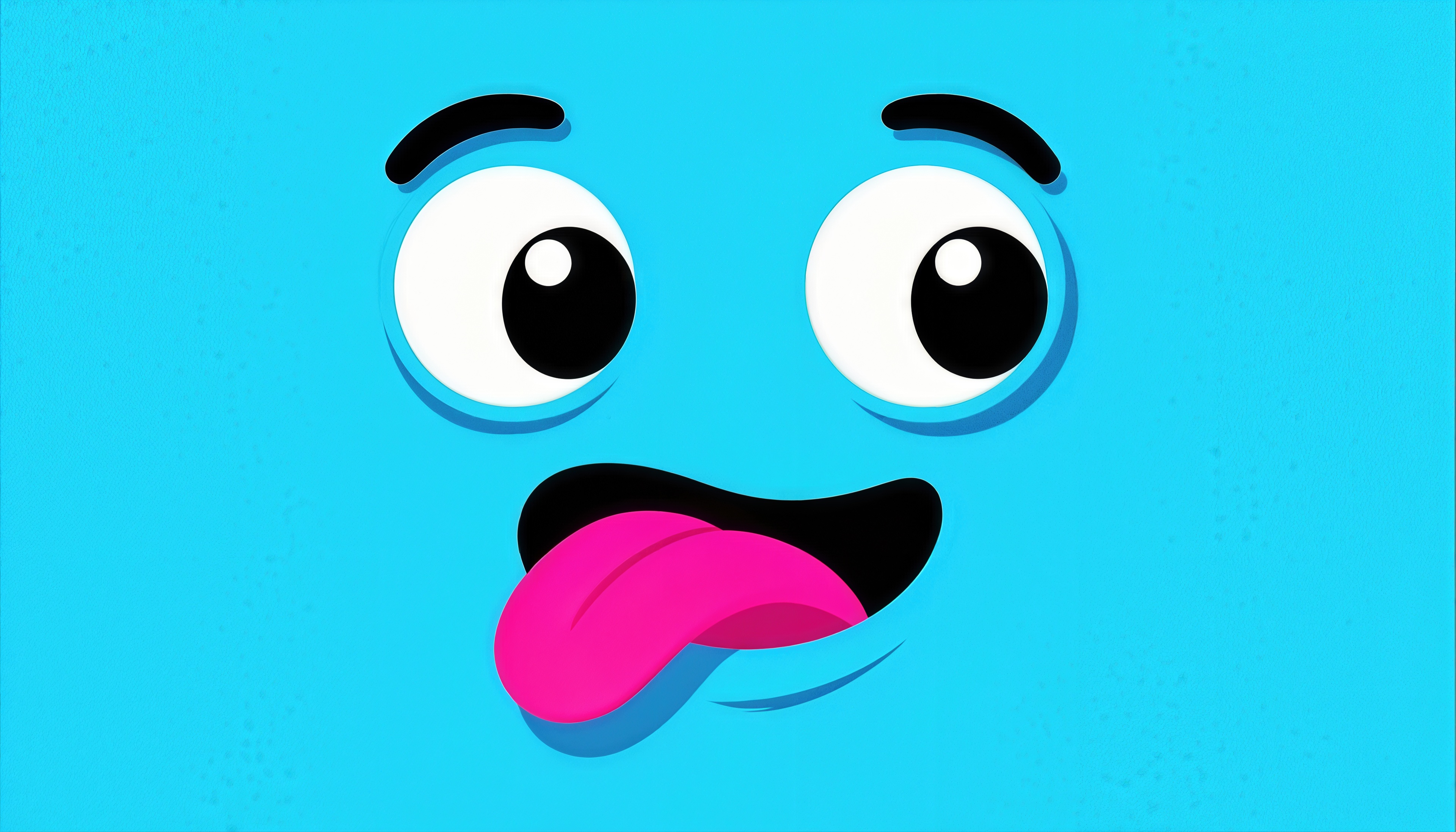 Free photo A funny animated smiley face that makes a face and sticks out its tongue on a minimalistic blue background.