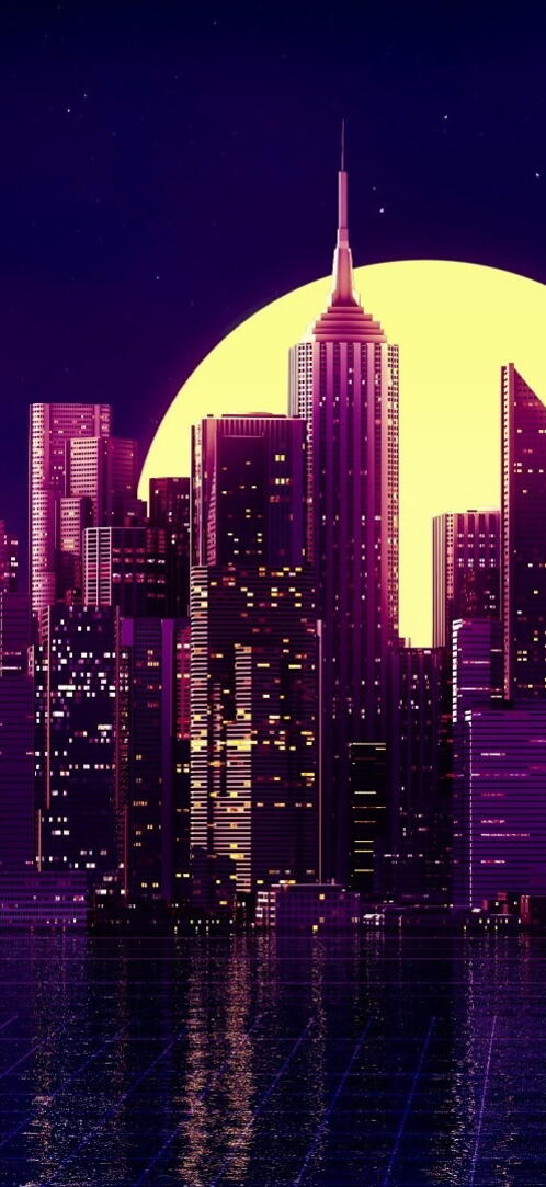 Бесплатное фото Рисунок ночной город