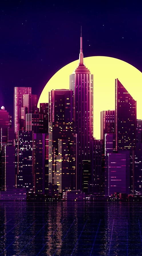 Бесплатное фото Рисунок ночной город