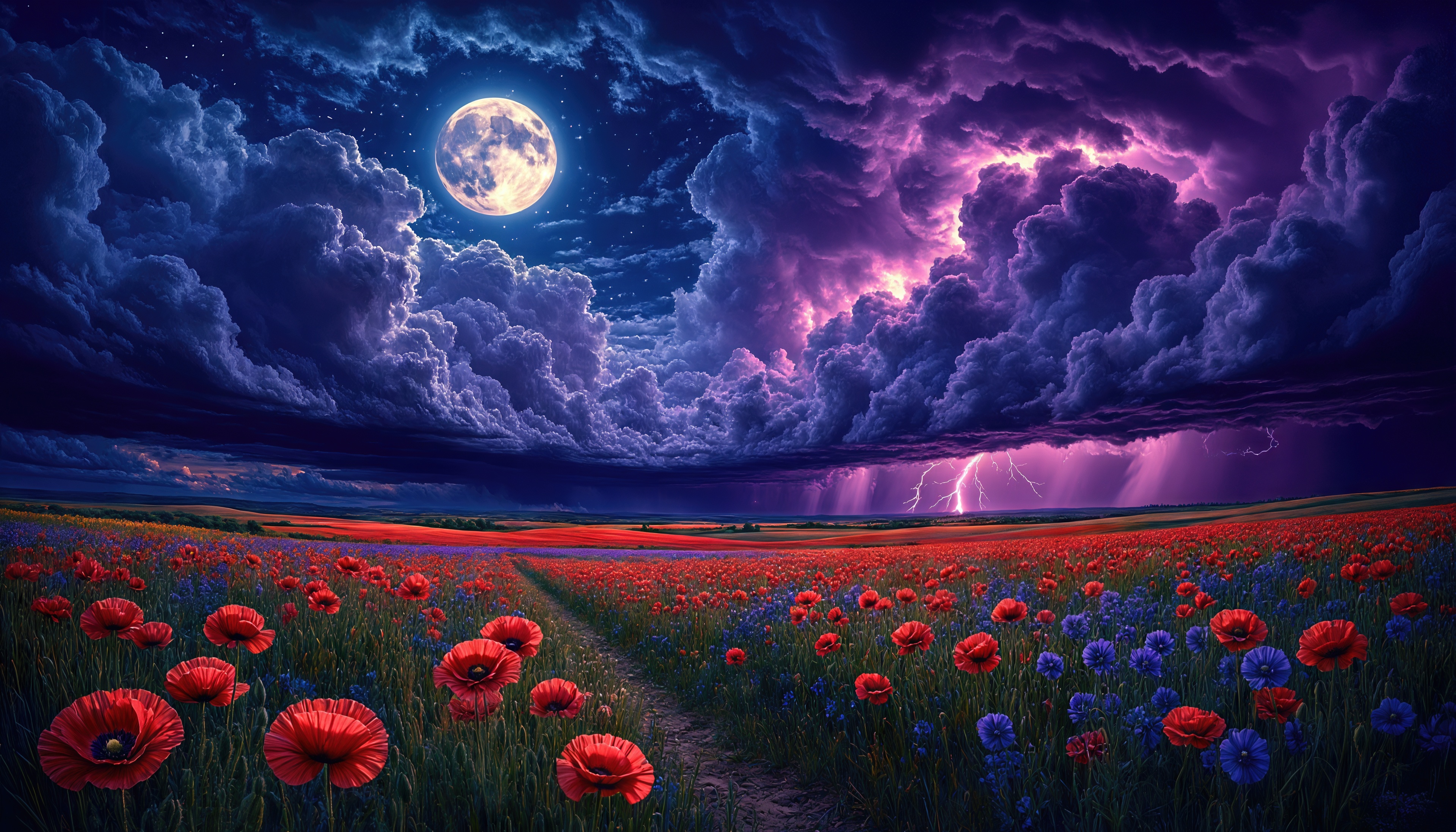 桌面上的壁纸晚上 月亮 云彩