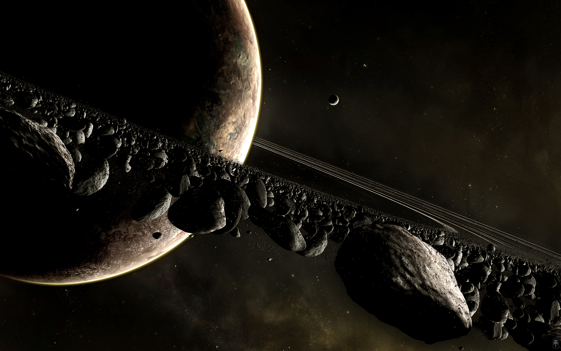 Бесплатное фото Кольца планеты из астероидов