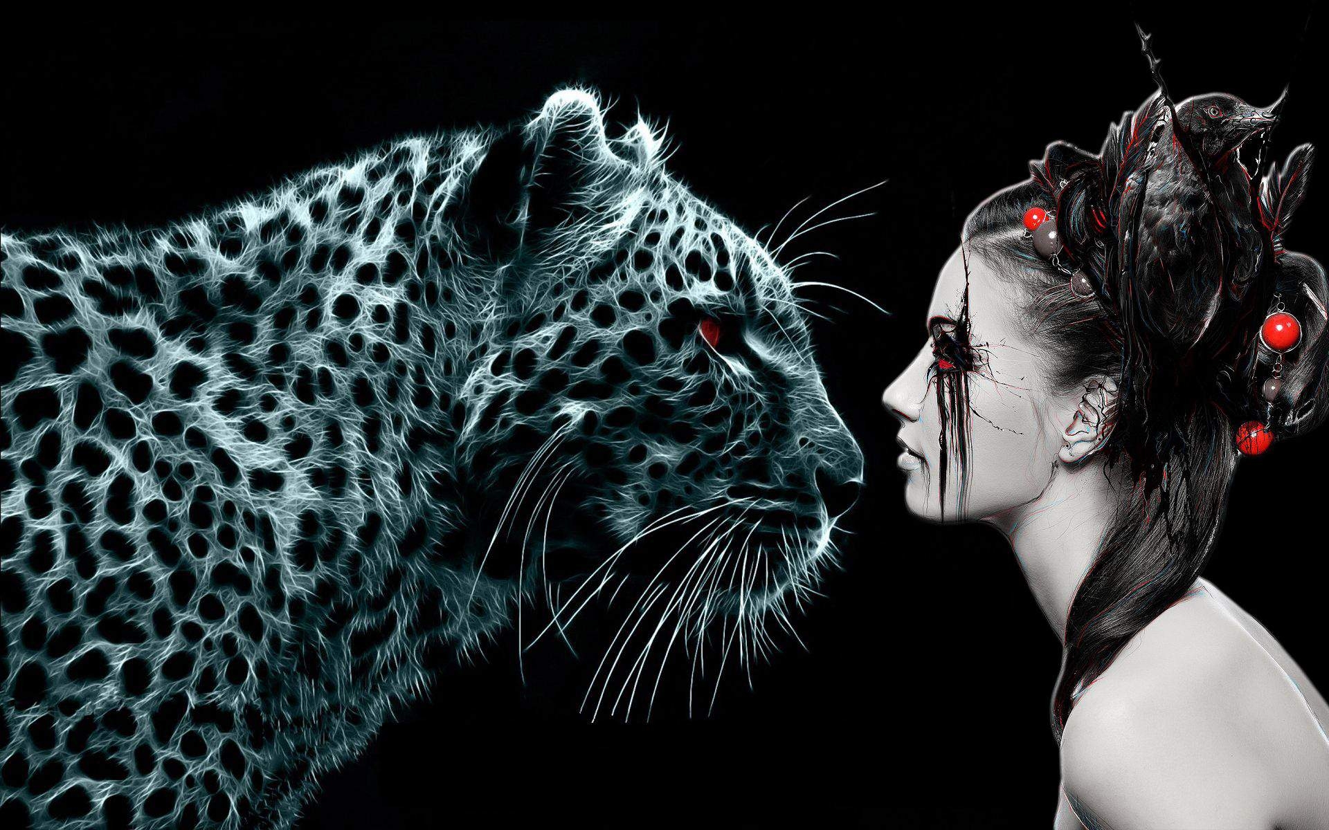 Wallpapers wallpaper vampire leopard red eyes on the desktop