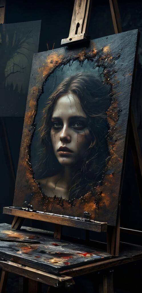 Бесплатное фото Художник и картина