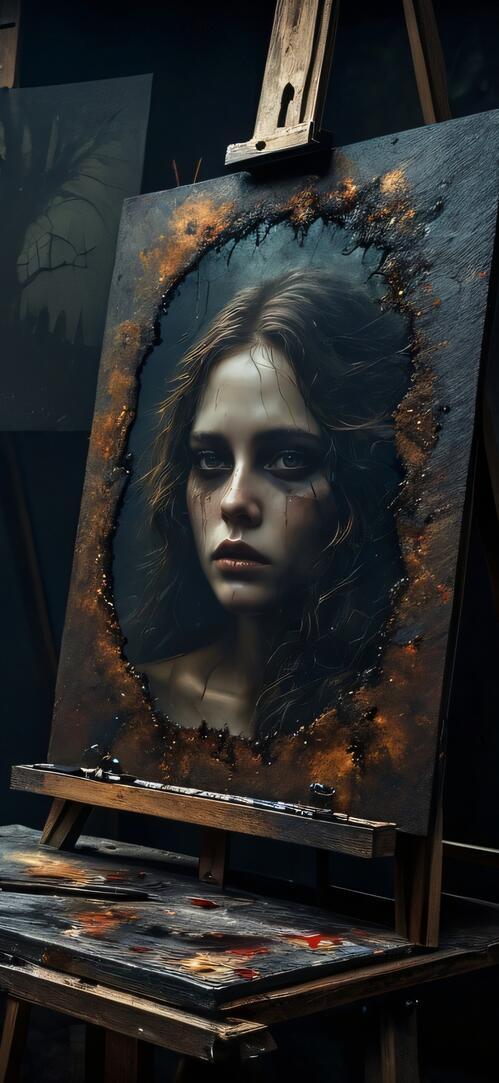 Бесплатное фото Художник и картина