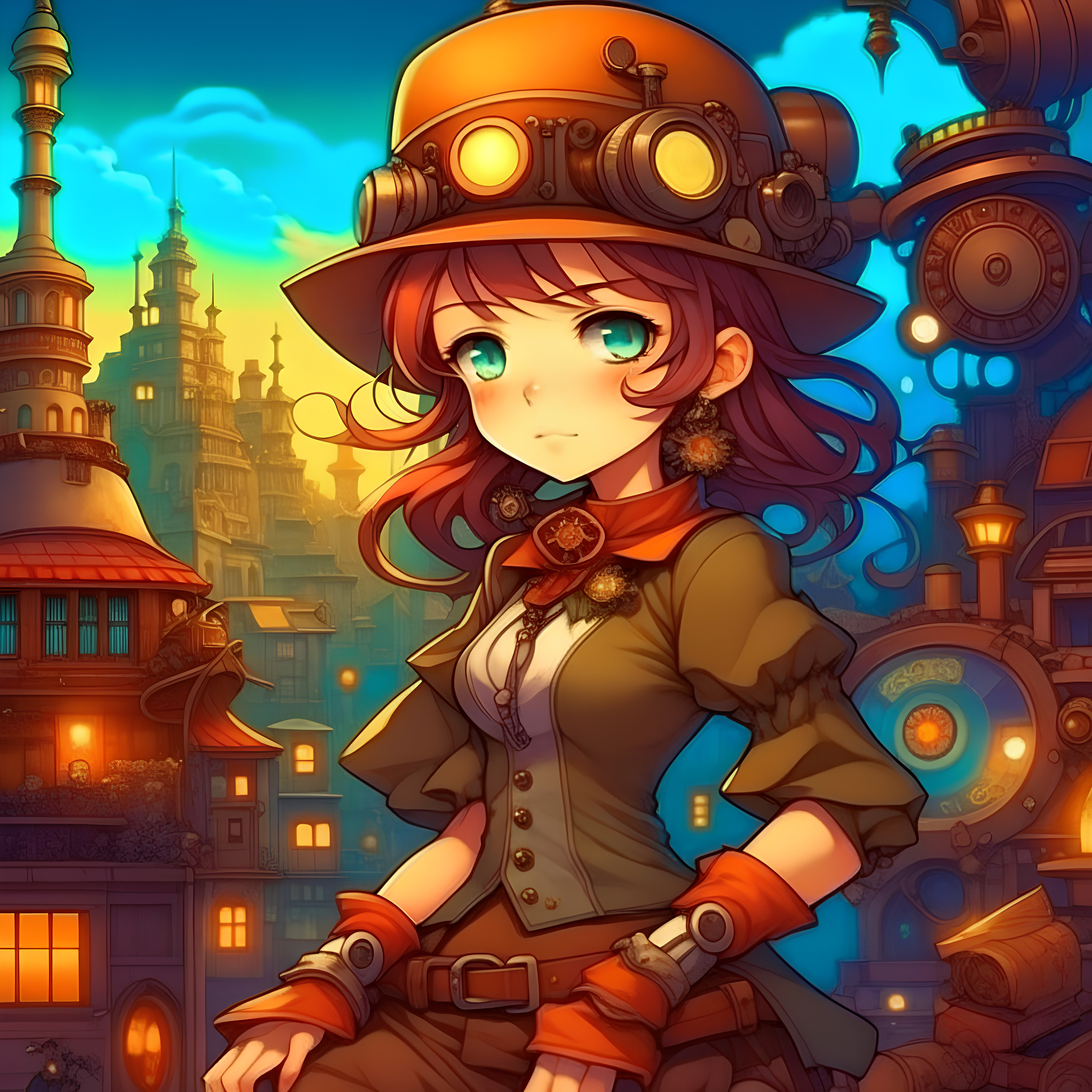 Free photo Steampunk girl anime