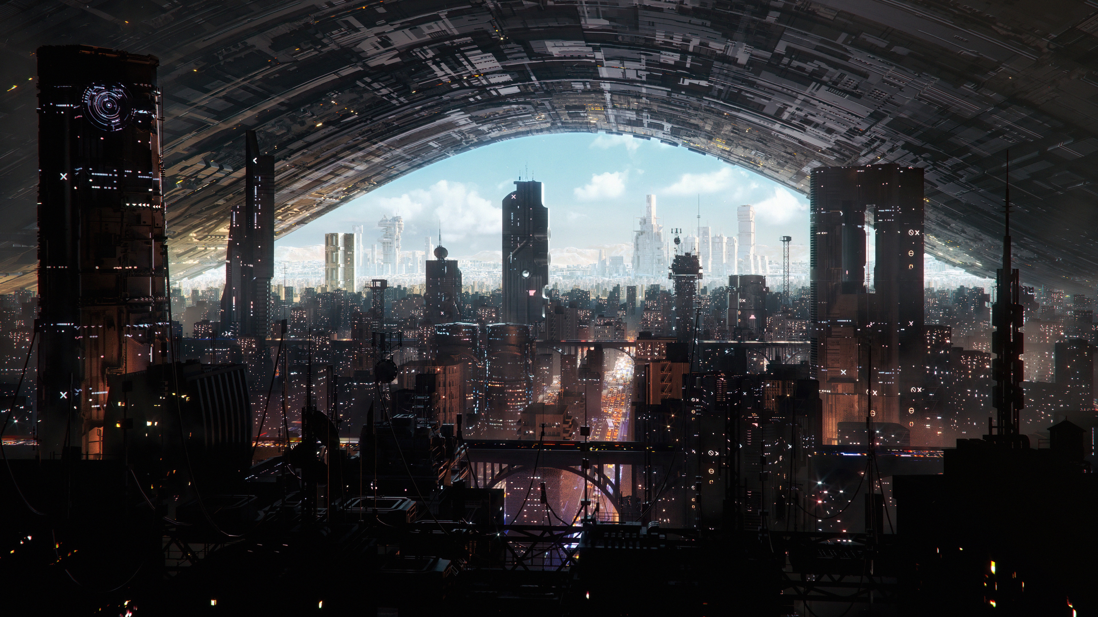一个大穹顶下的未来主义城市