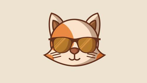 Бесплатное фото Минимализм морда кошки в очках