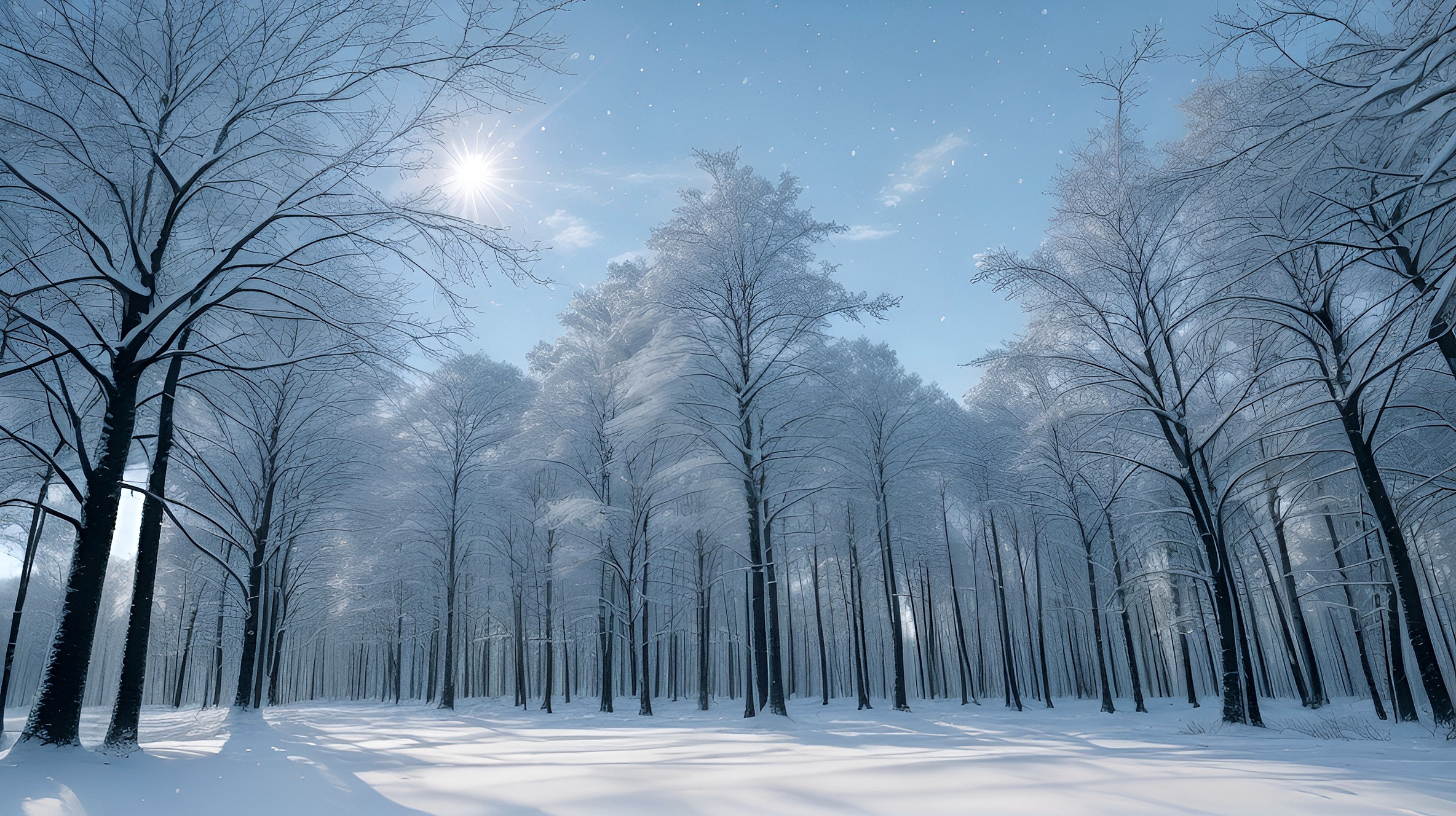 Free photo Landscape frost and sunshine