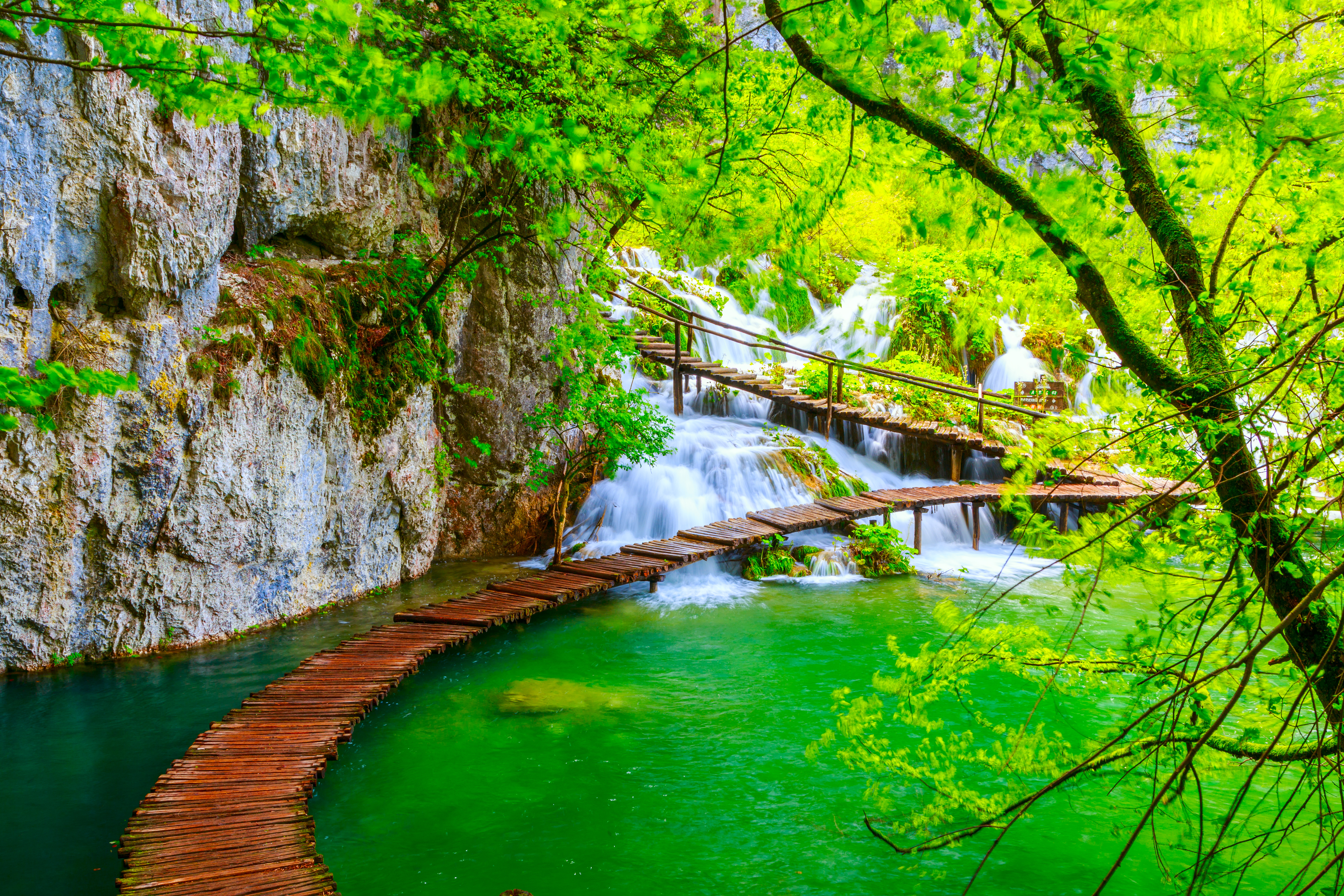 Wallpapers Plitvice Lakes landscape paths on the desktop