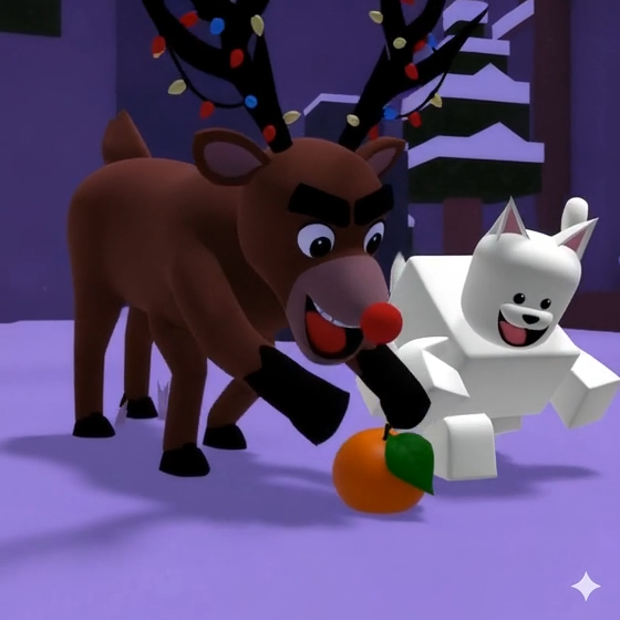 Бесплатная открытка Олень и кот