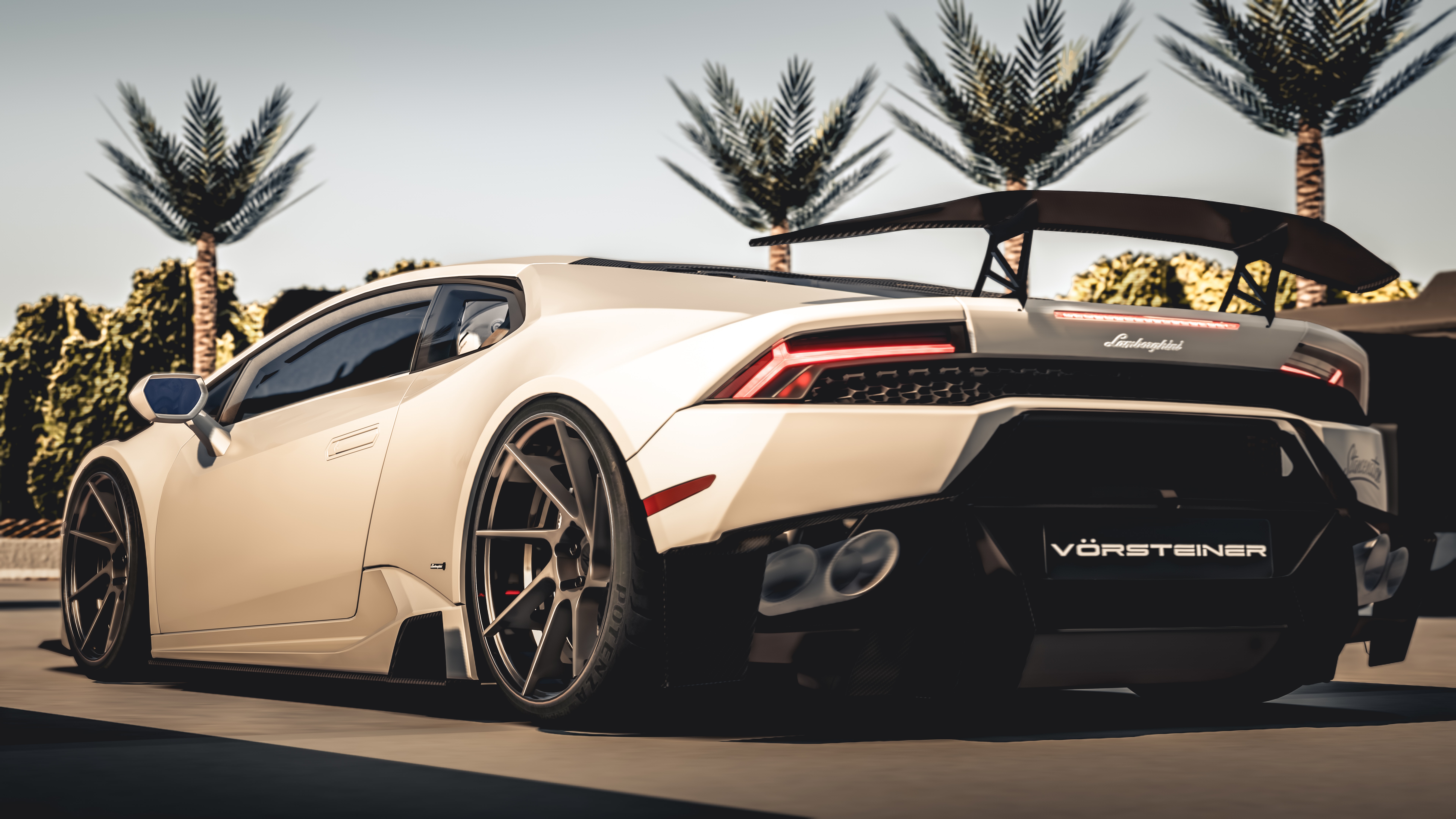 Wallpapers Lamborghini Huracan white spoiler on the desktop