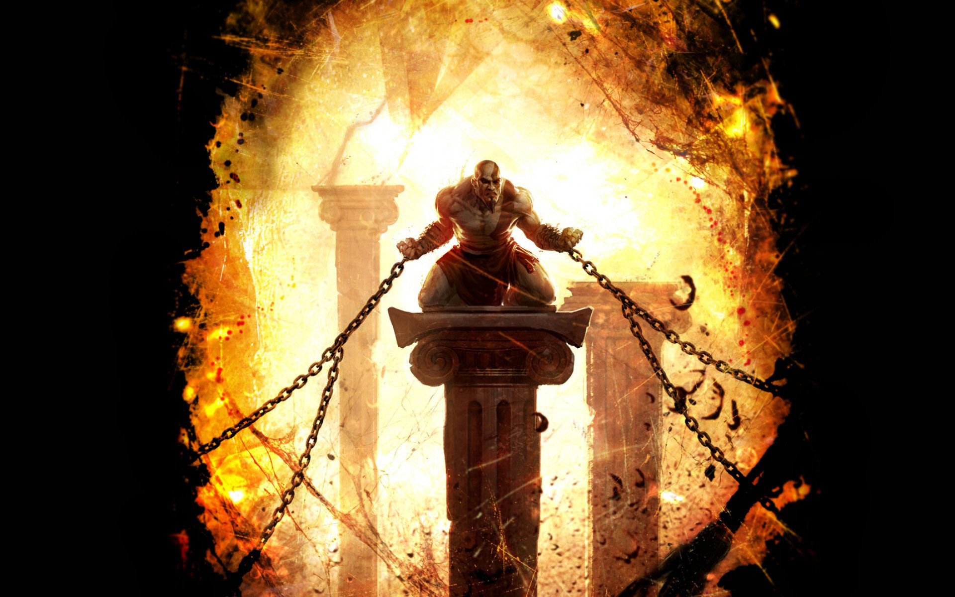 Wallpapers fire chains explosion on the desktop