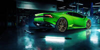 Задняя часть Lamborghini Huracan салатового цвета