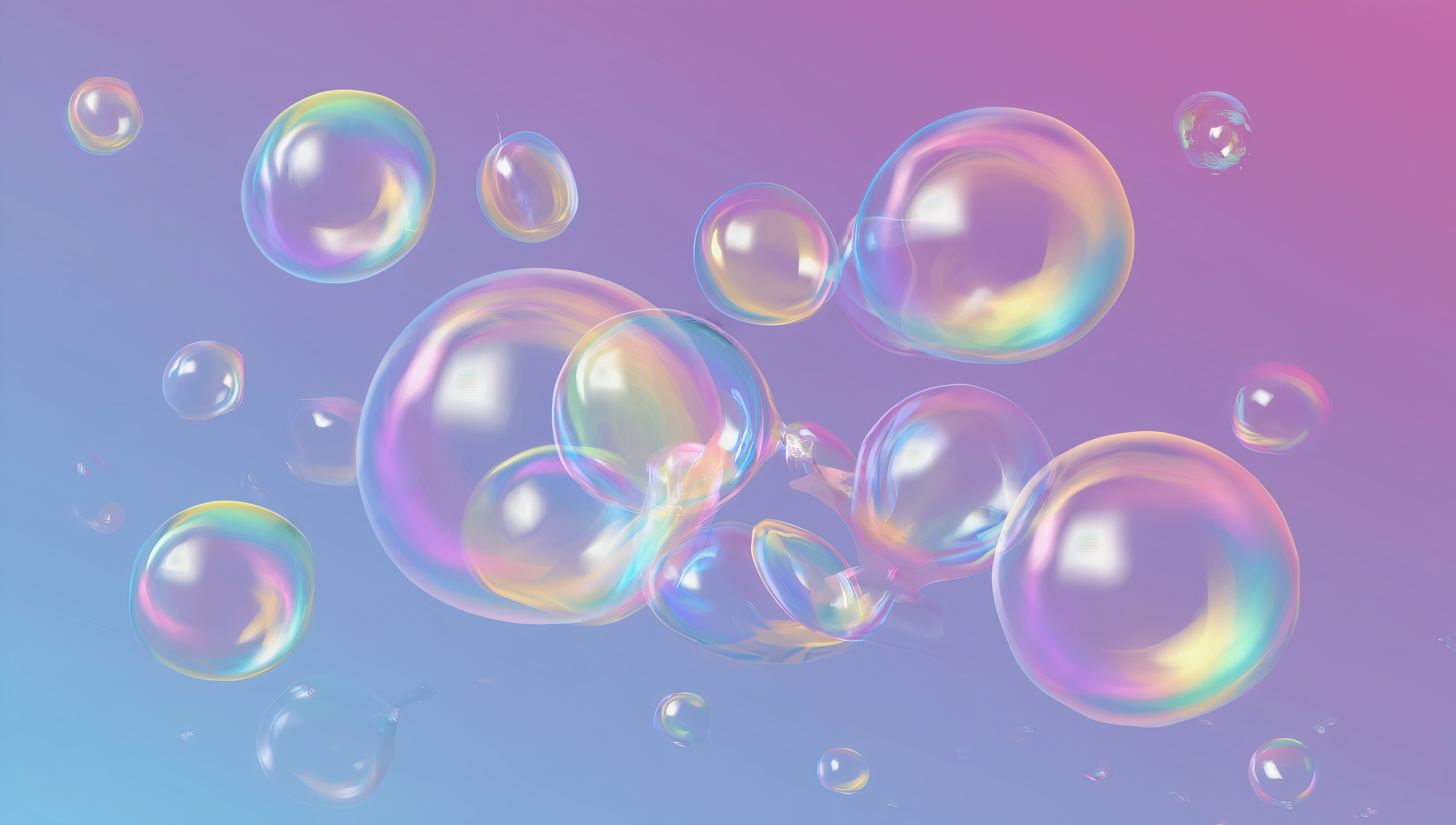 Бесплатное фото Обои на рабочий стол, Абстрактная картина на которой летают пузыри из неизвестного материала