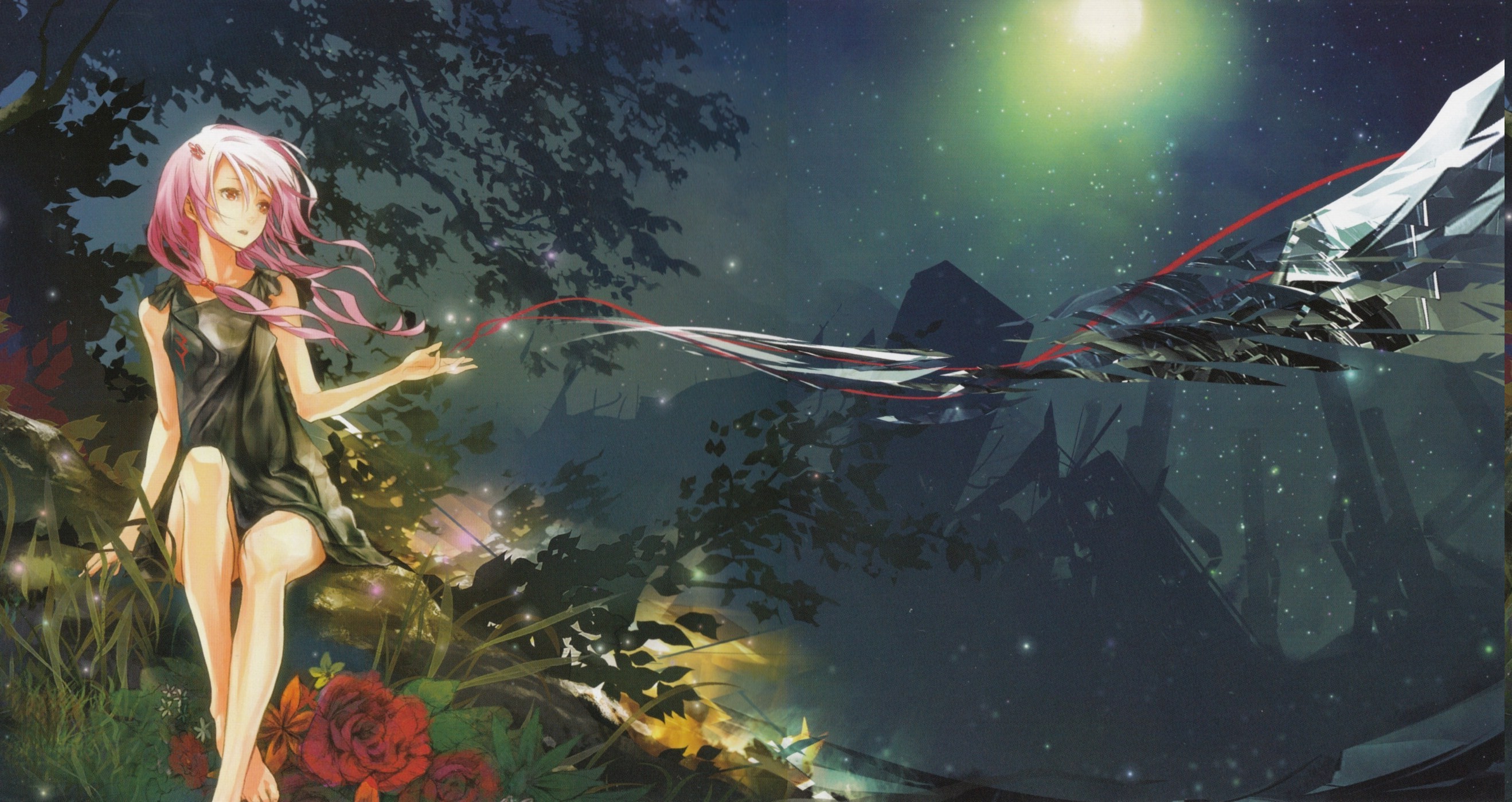 桌面上的壁纸景观 红发 晚上