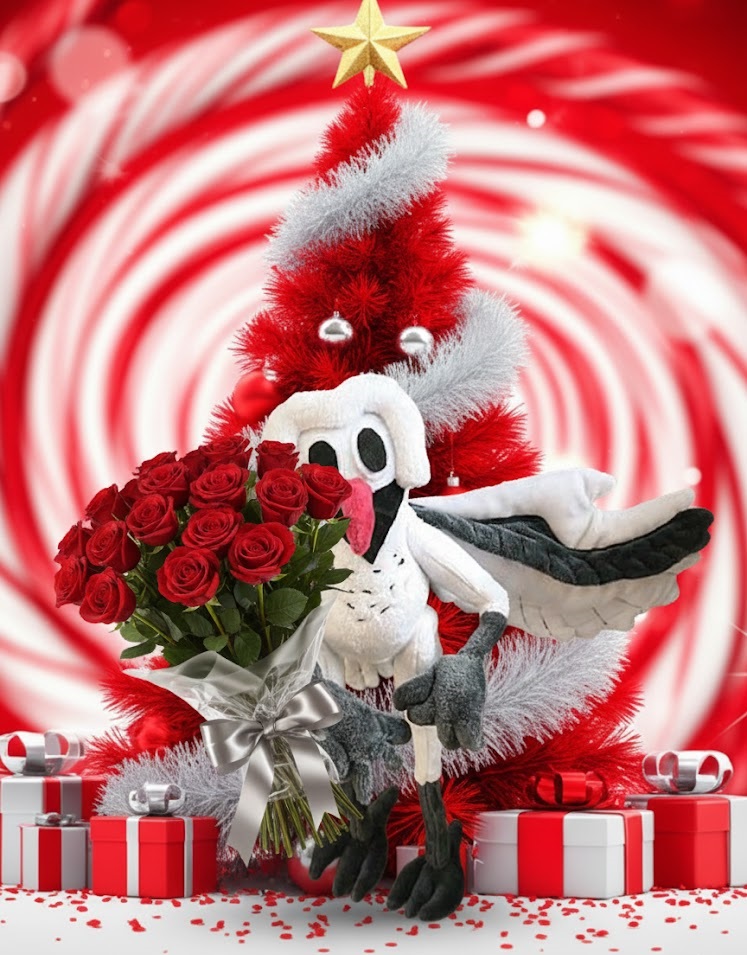 Бесплатная открытка Сова дарит цветы.