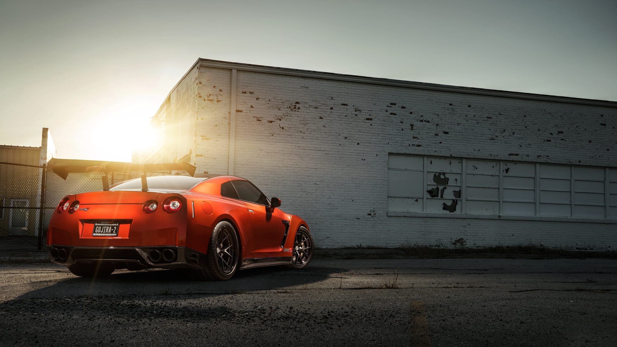 Wallpapers sunset automobiles Nissan GTR on the desktop