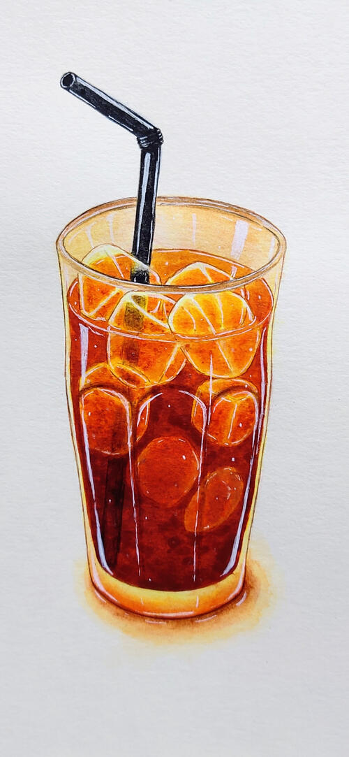 Бесплатное фото Рисунок бокала с колой