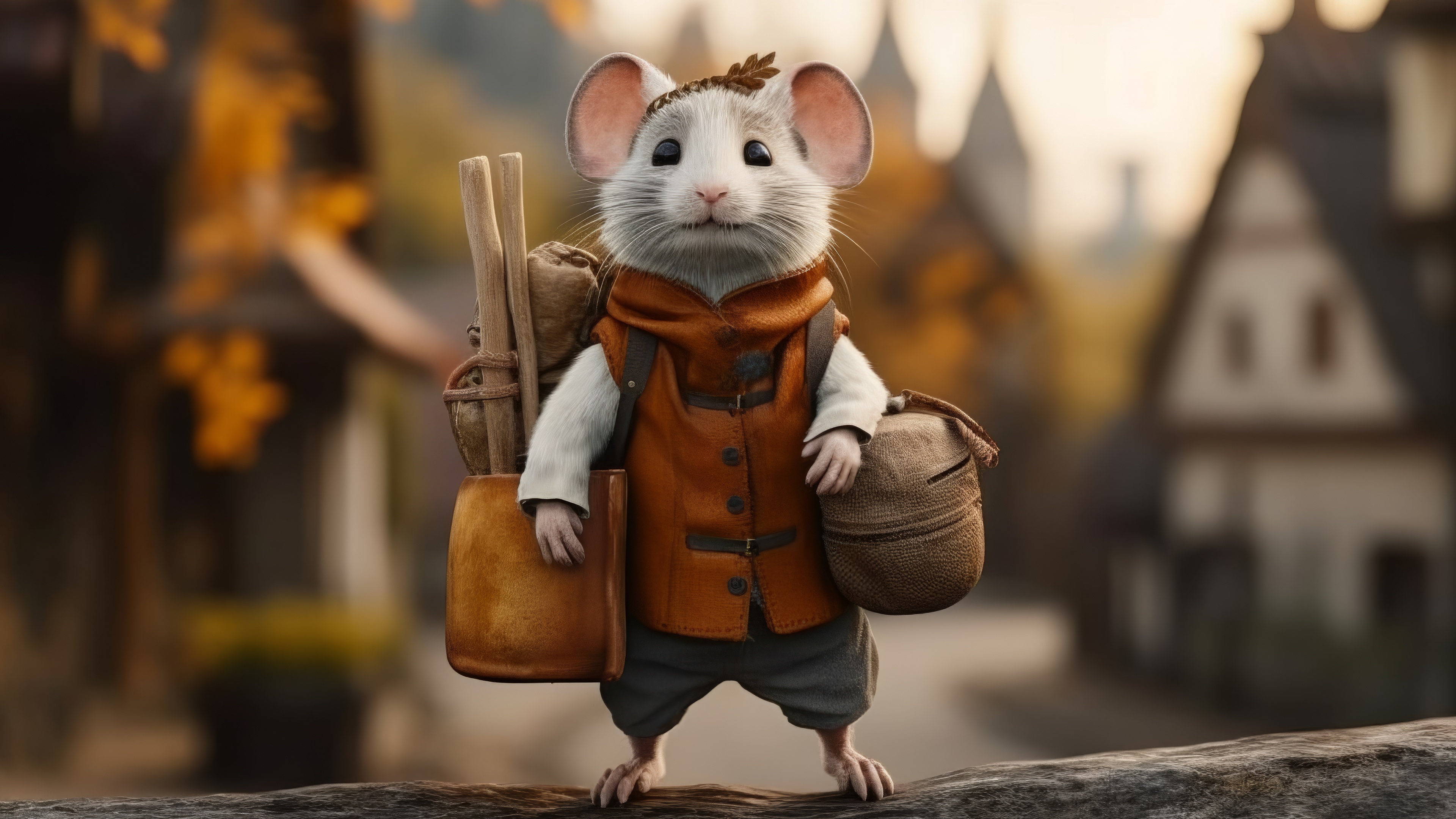 Free photo A little mouse on a big adventure