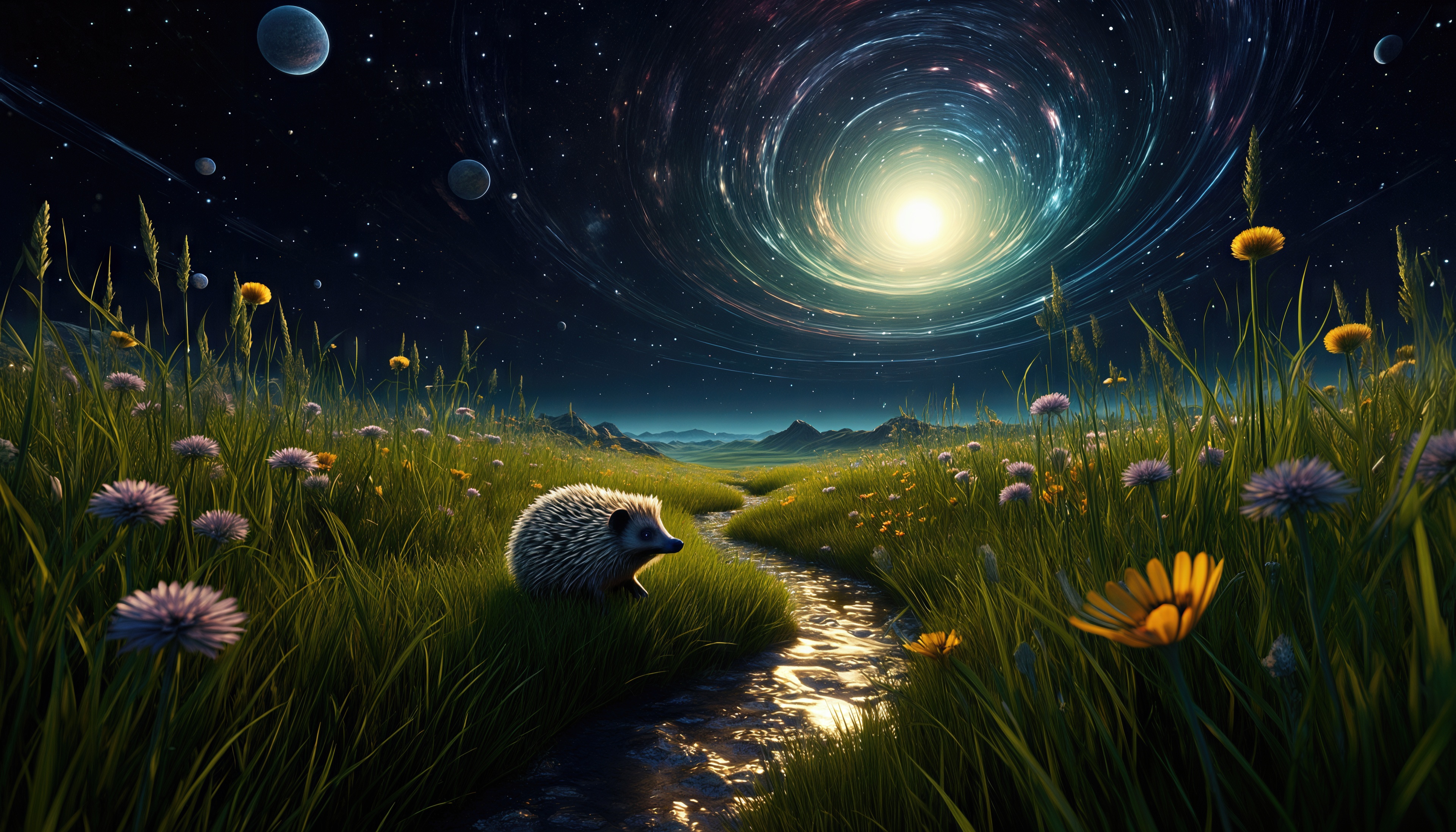 桌面上的壁纸叫JoergDaecher 草甸 小溪