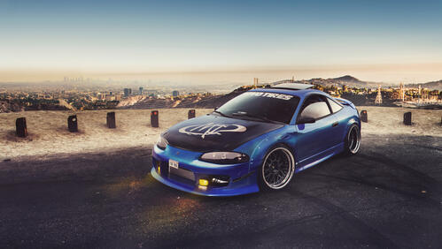 Бесплатное фото Картинка с синим митсубиси эклипс