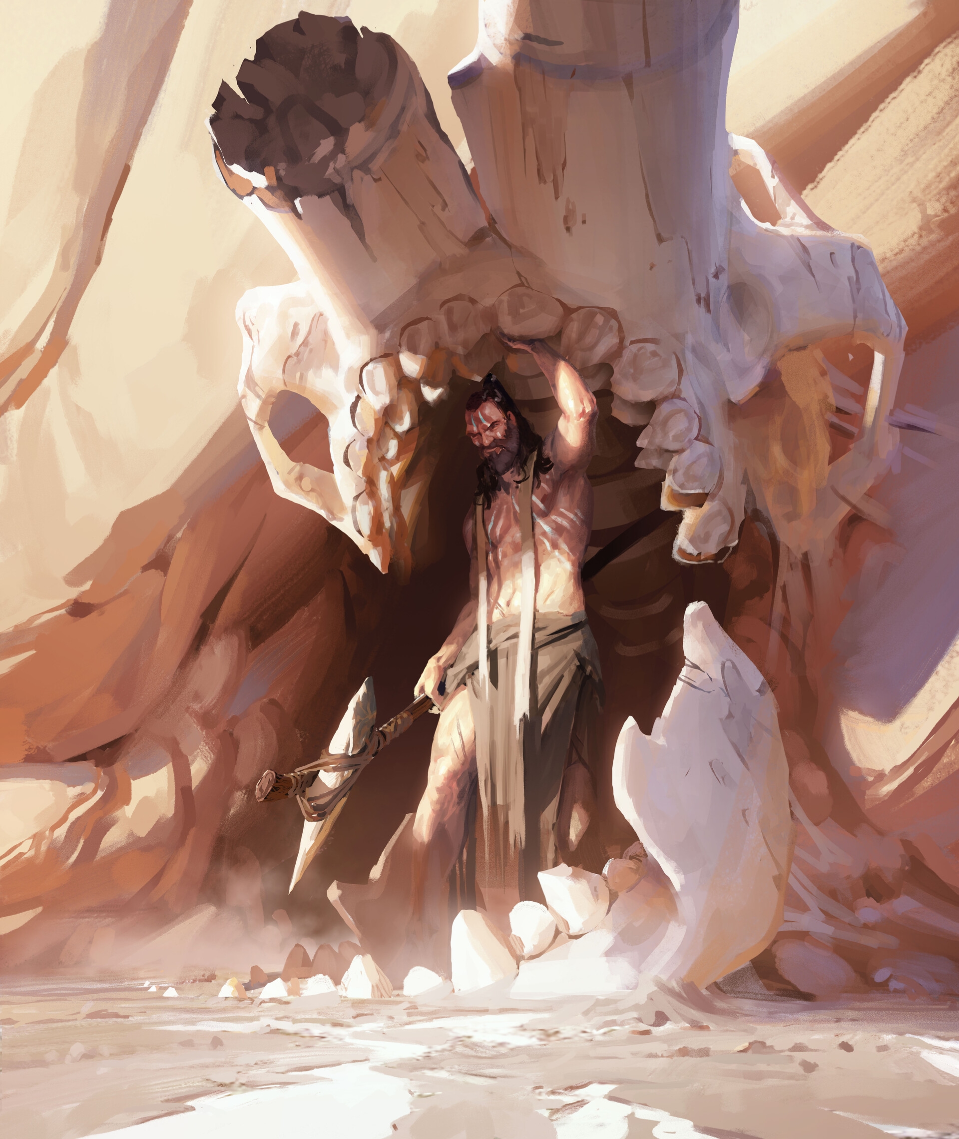 Обои кости цифровое искусство Wallpaper Fantasy Cave Man на рабочий стол