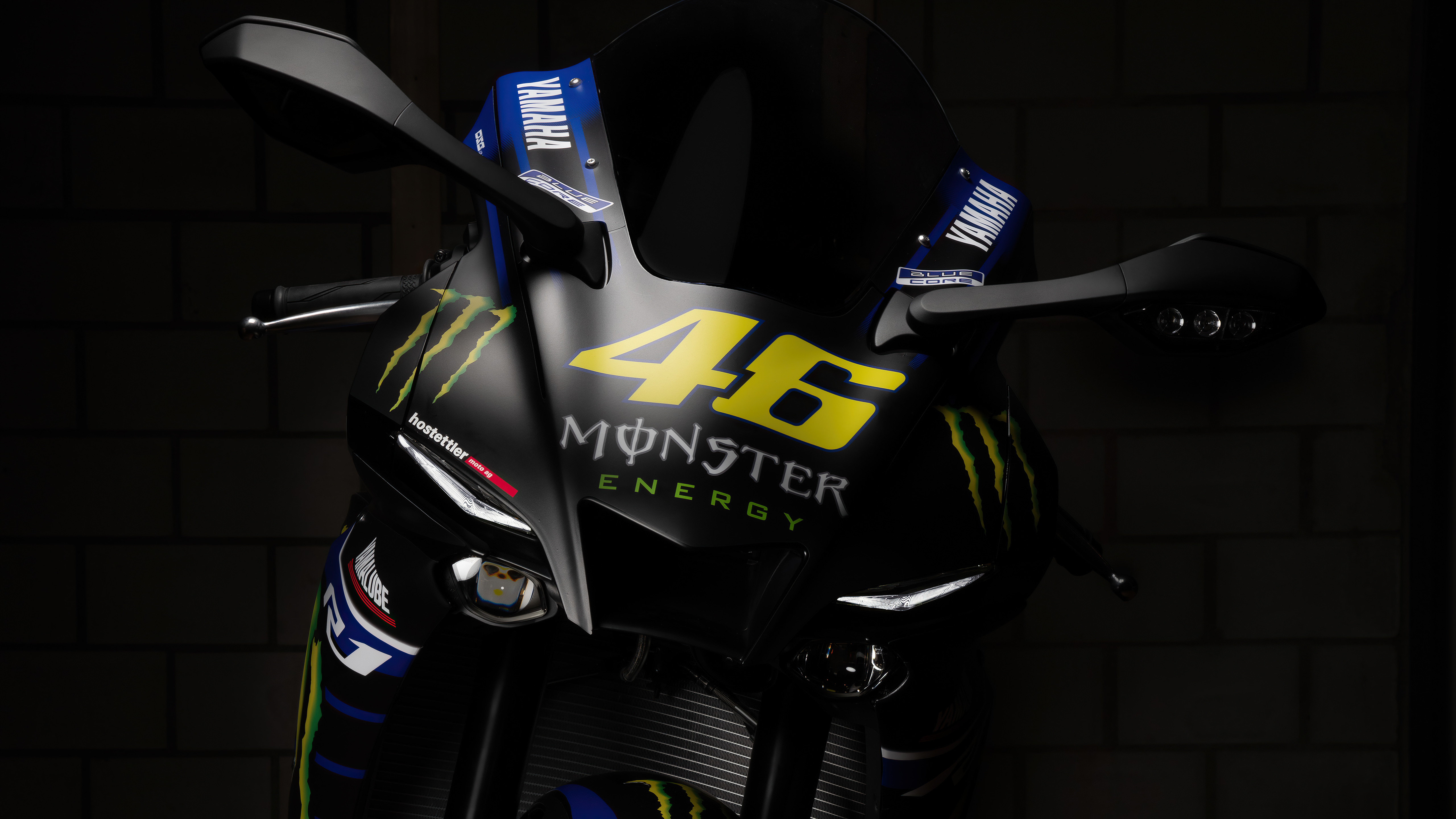 Yamaha R1 sports bike on dark background