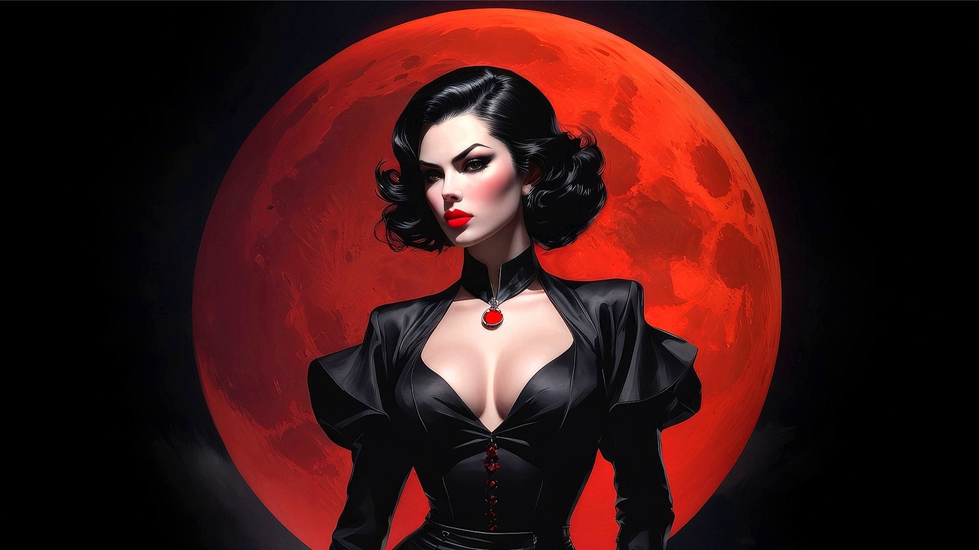 红月下的吸血鬼女孩