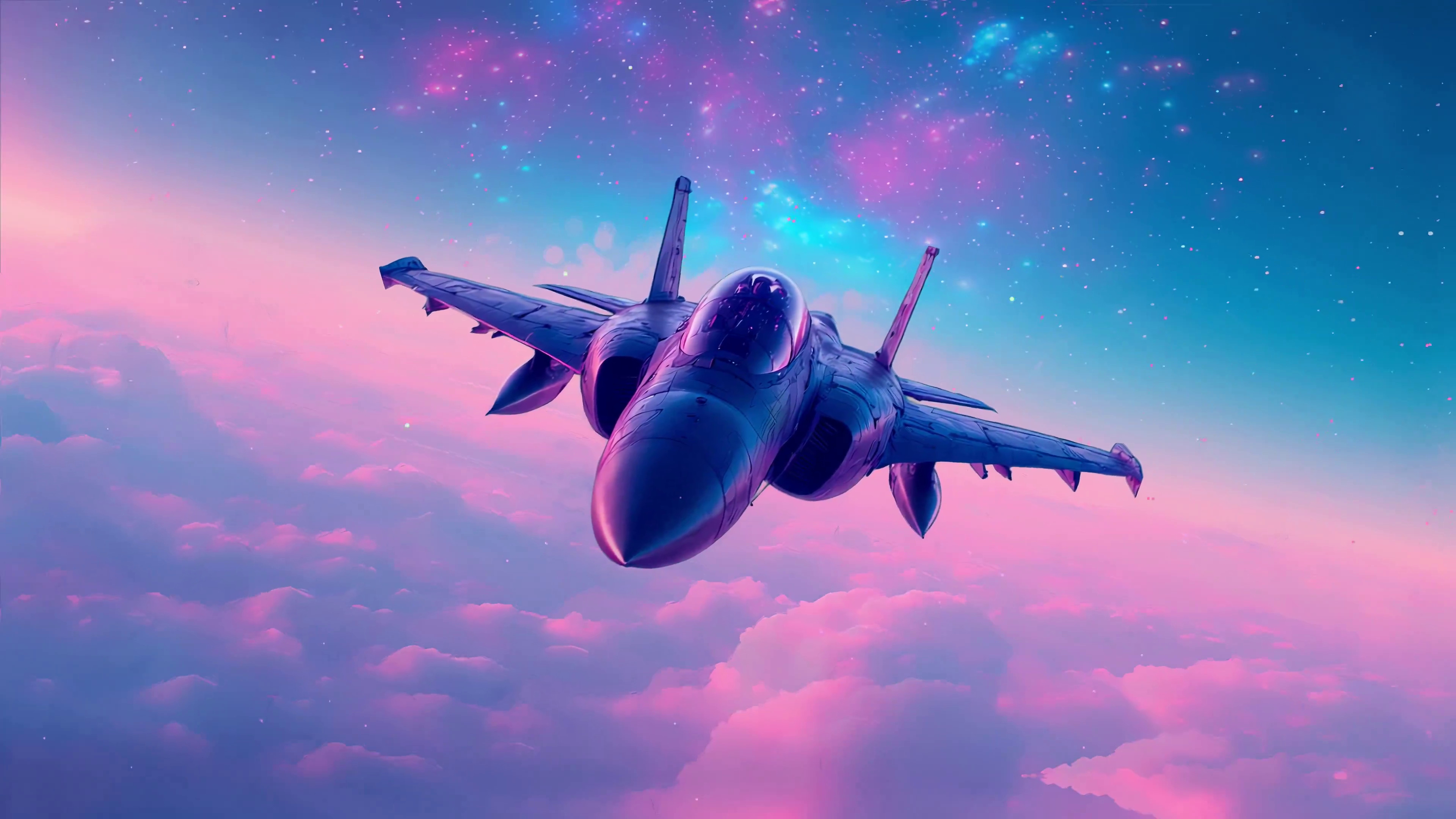 Бесплатное видео Самолёт в розово-голубом небе