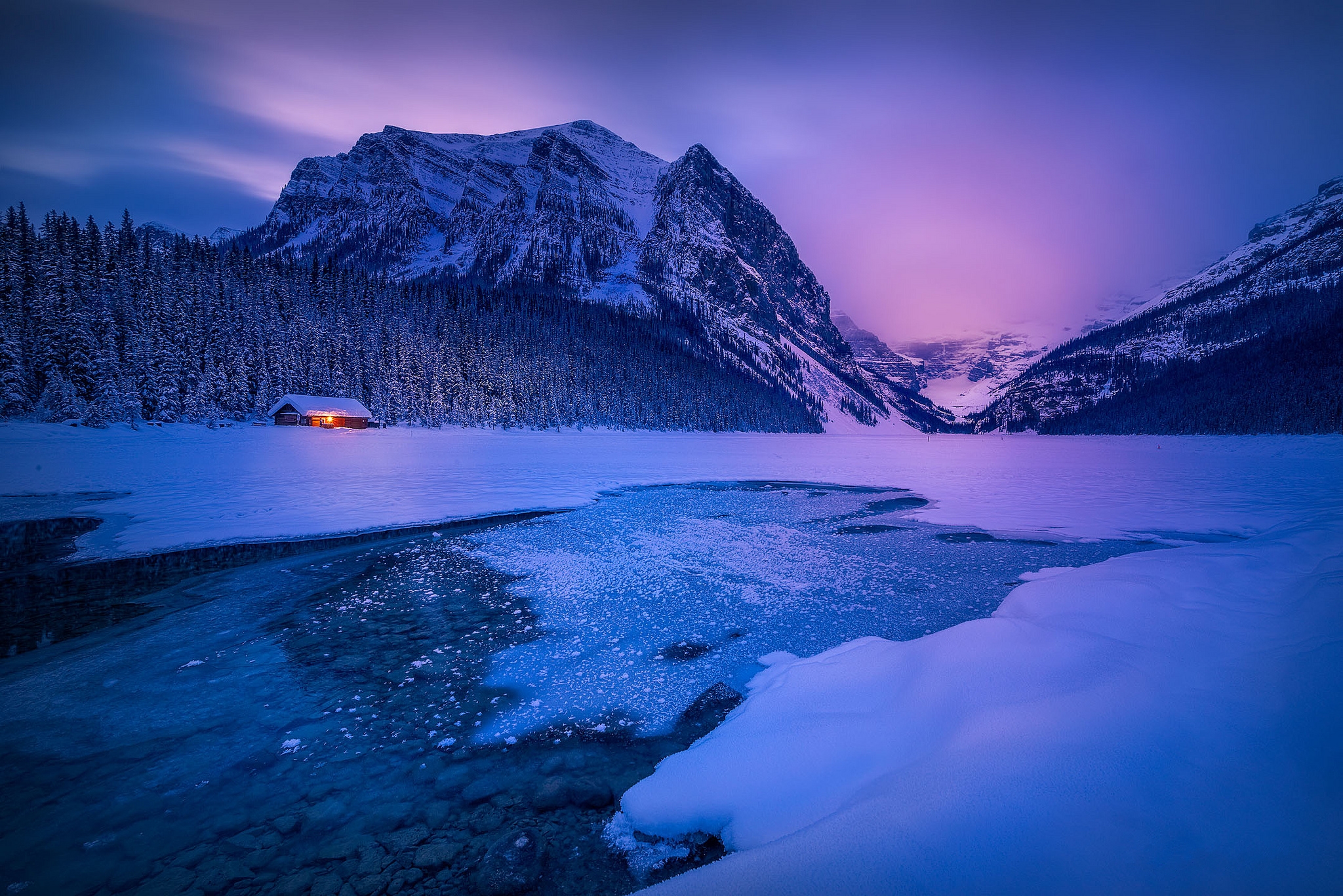 Wallpapers house dusk Emerald Lake on the desktop