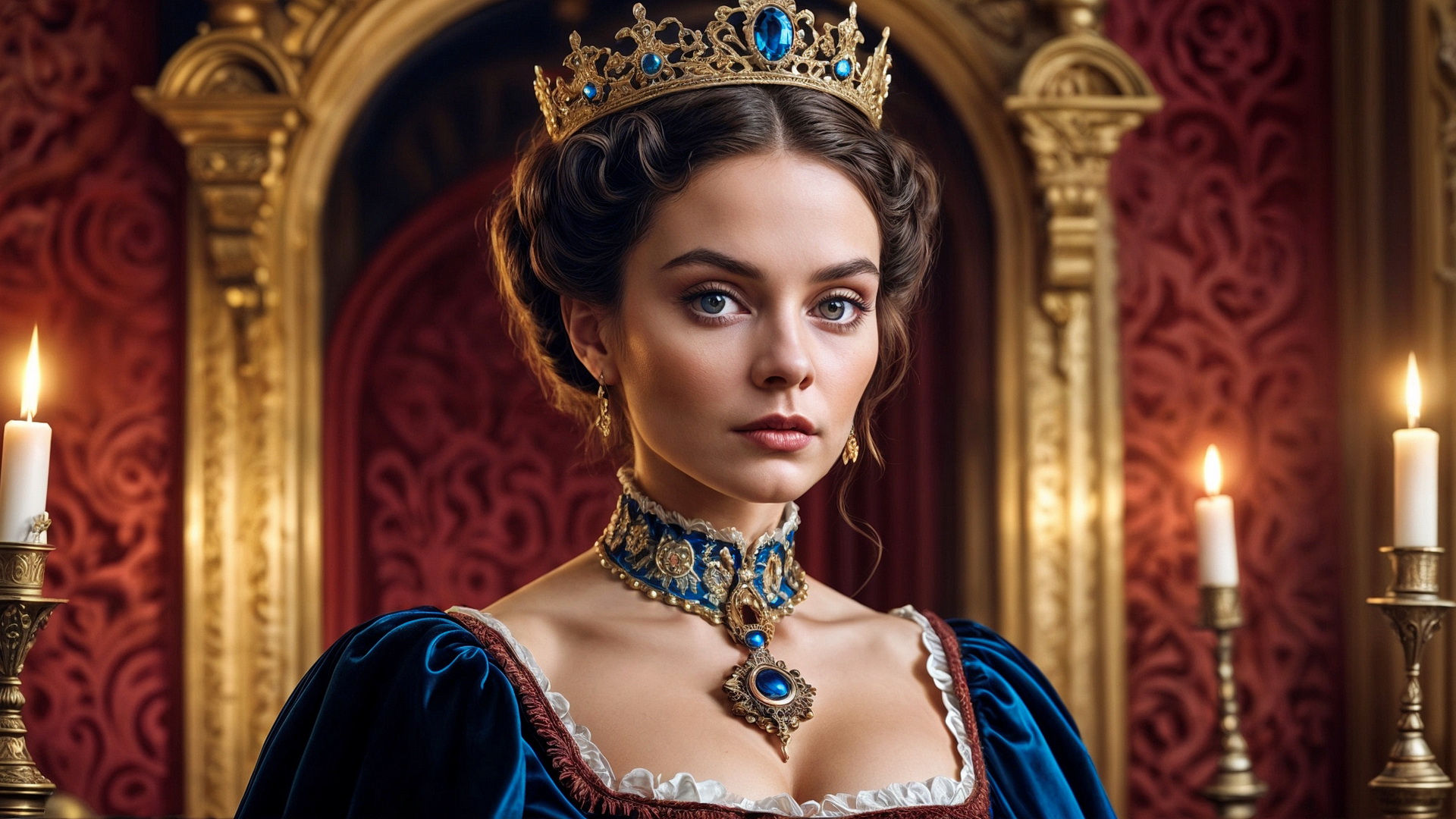 Бесплатное фото Портрет королевы на фоне комнаты