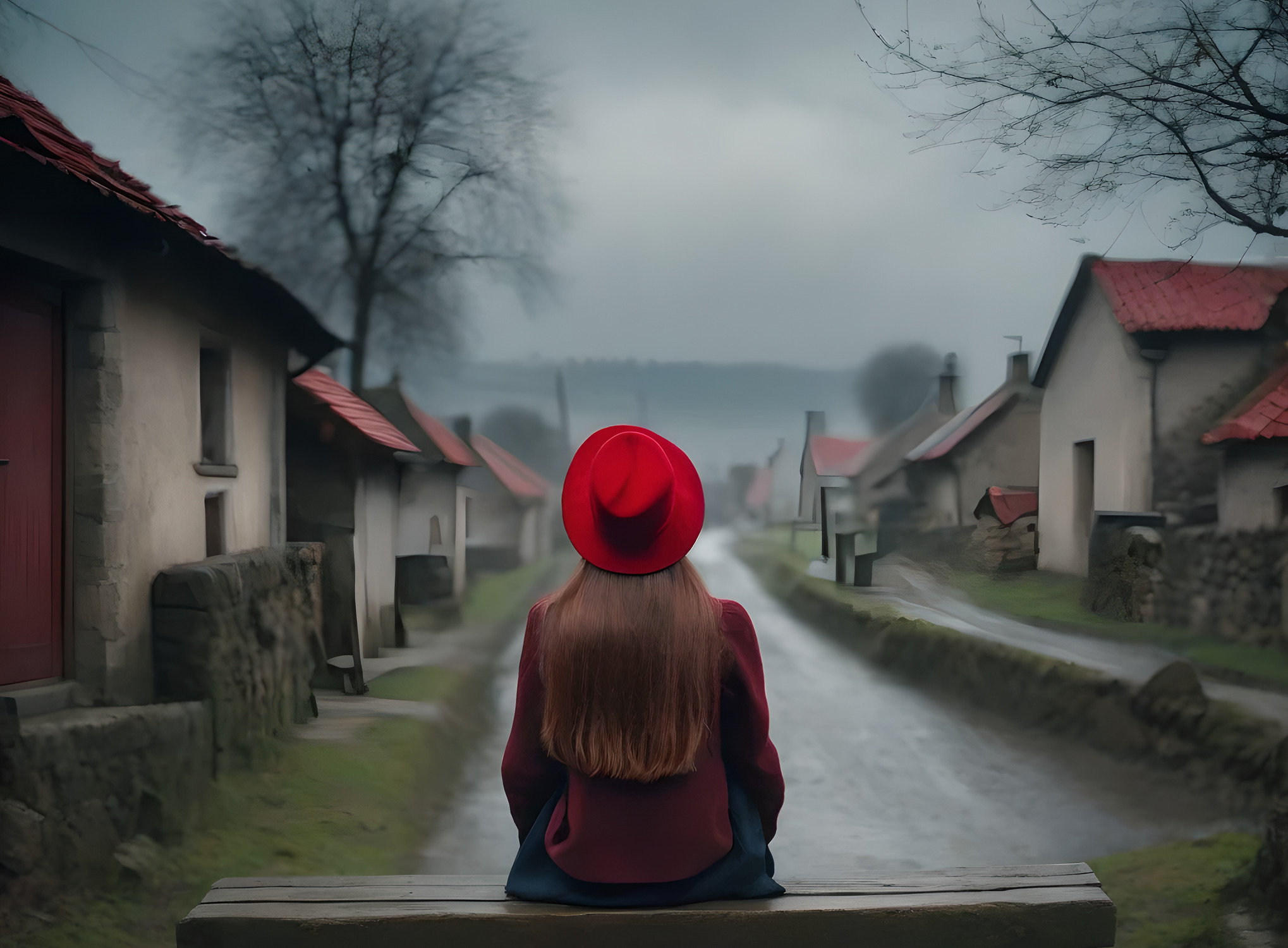 Free photo A girl sitting on a bench