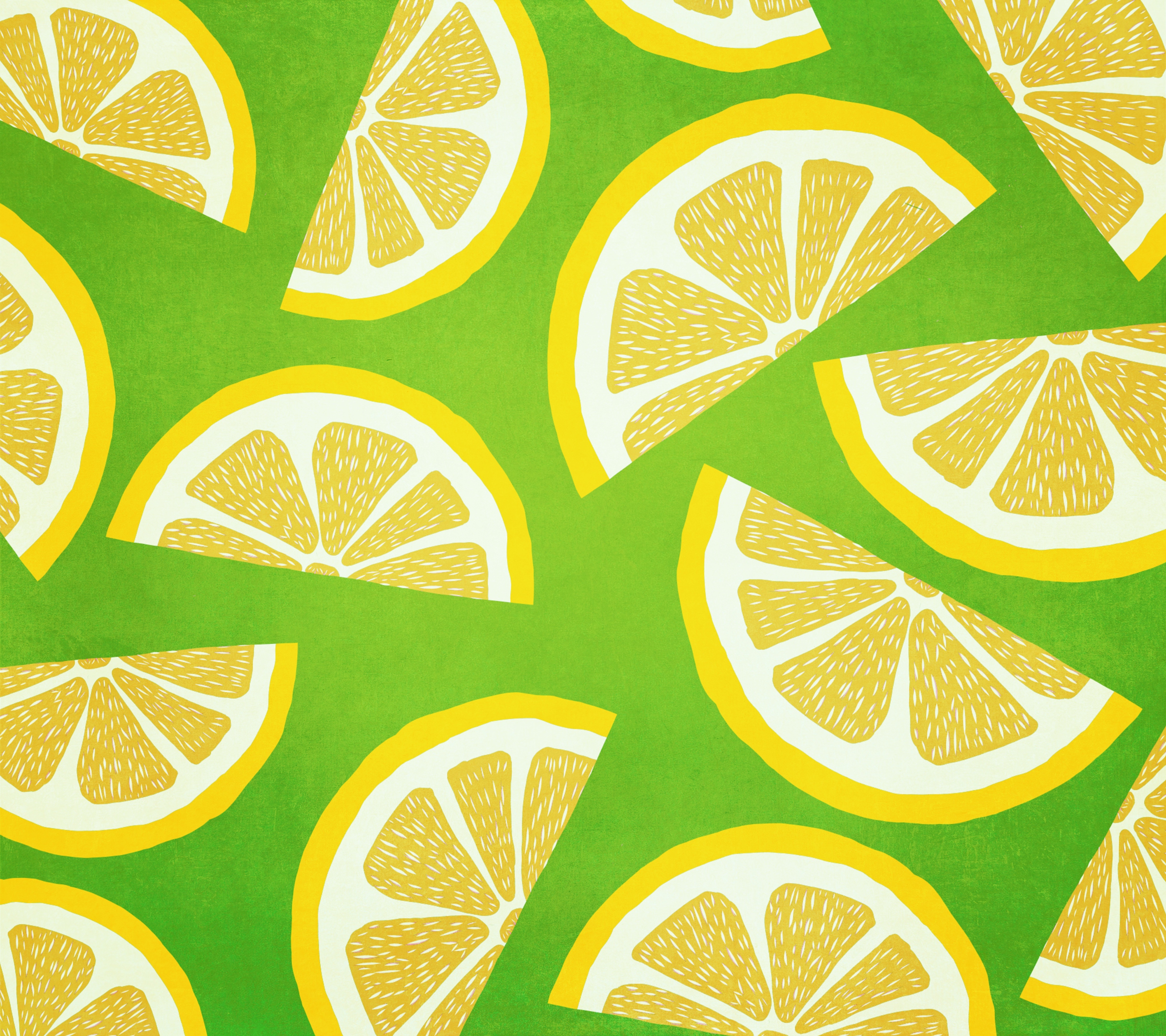 Minimalistic green background with lemon slices