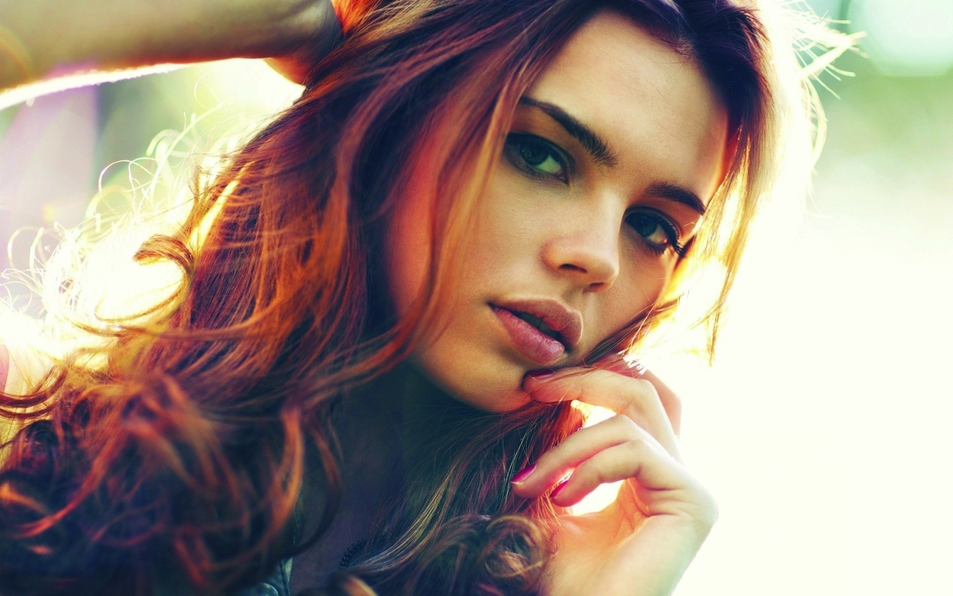 Wallpapers face model portrait on the desktop