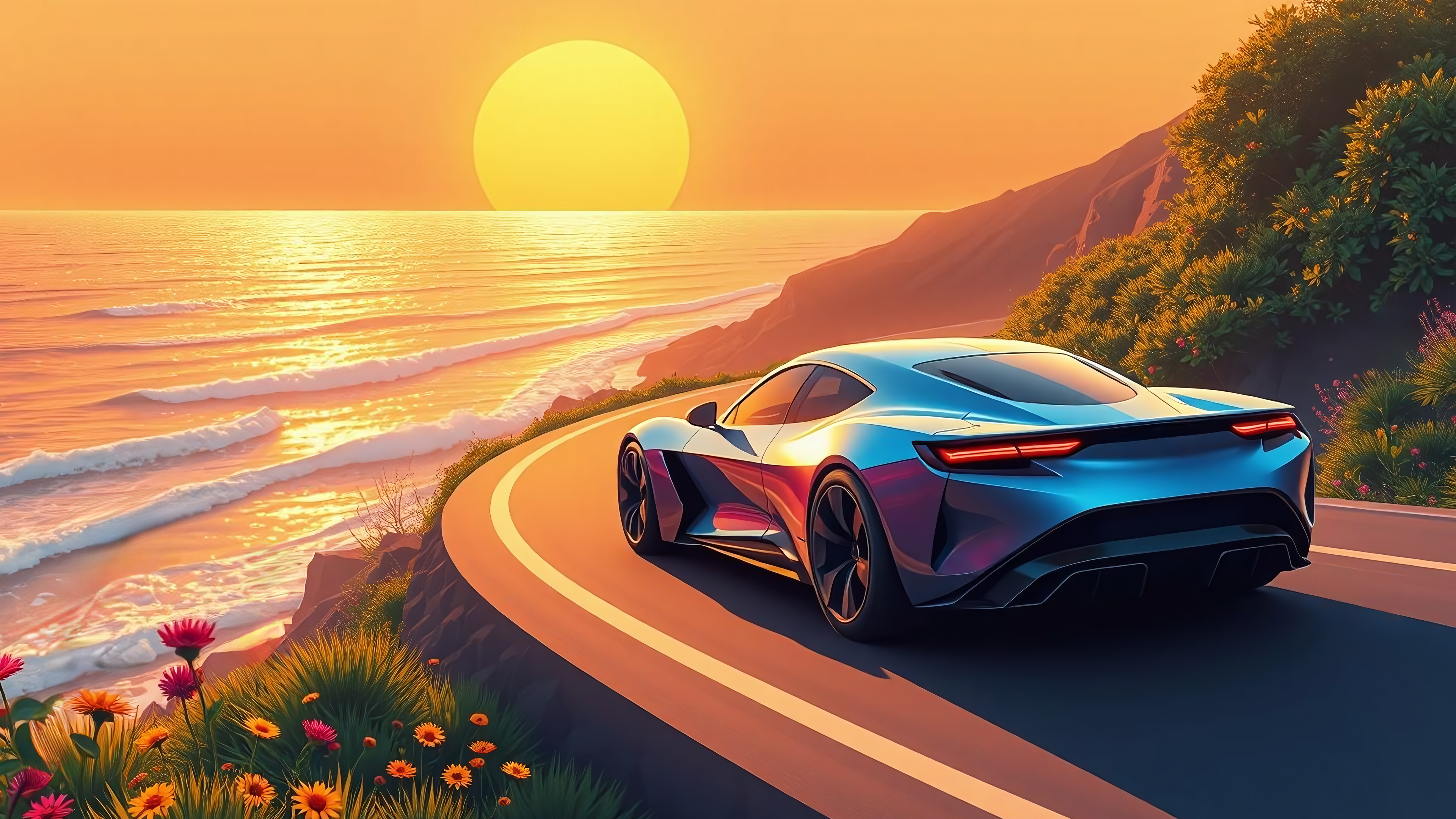 Free photo A car by the sea