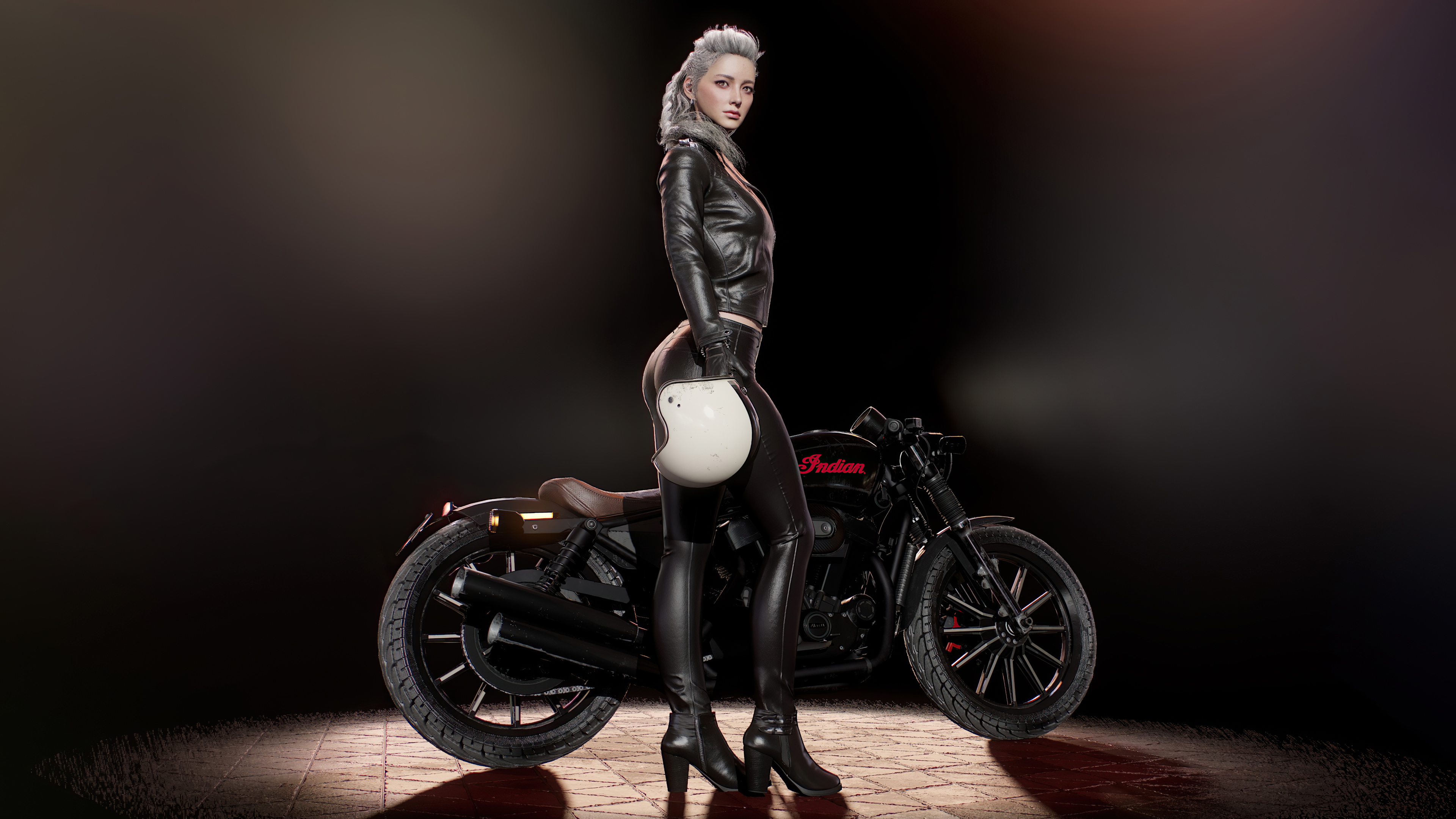 Wallpapers girl bike dark on the desktop