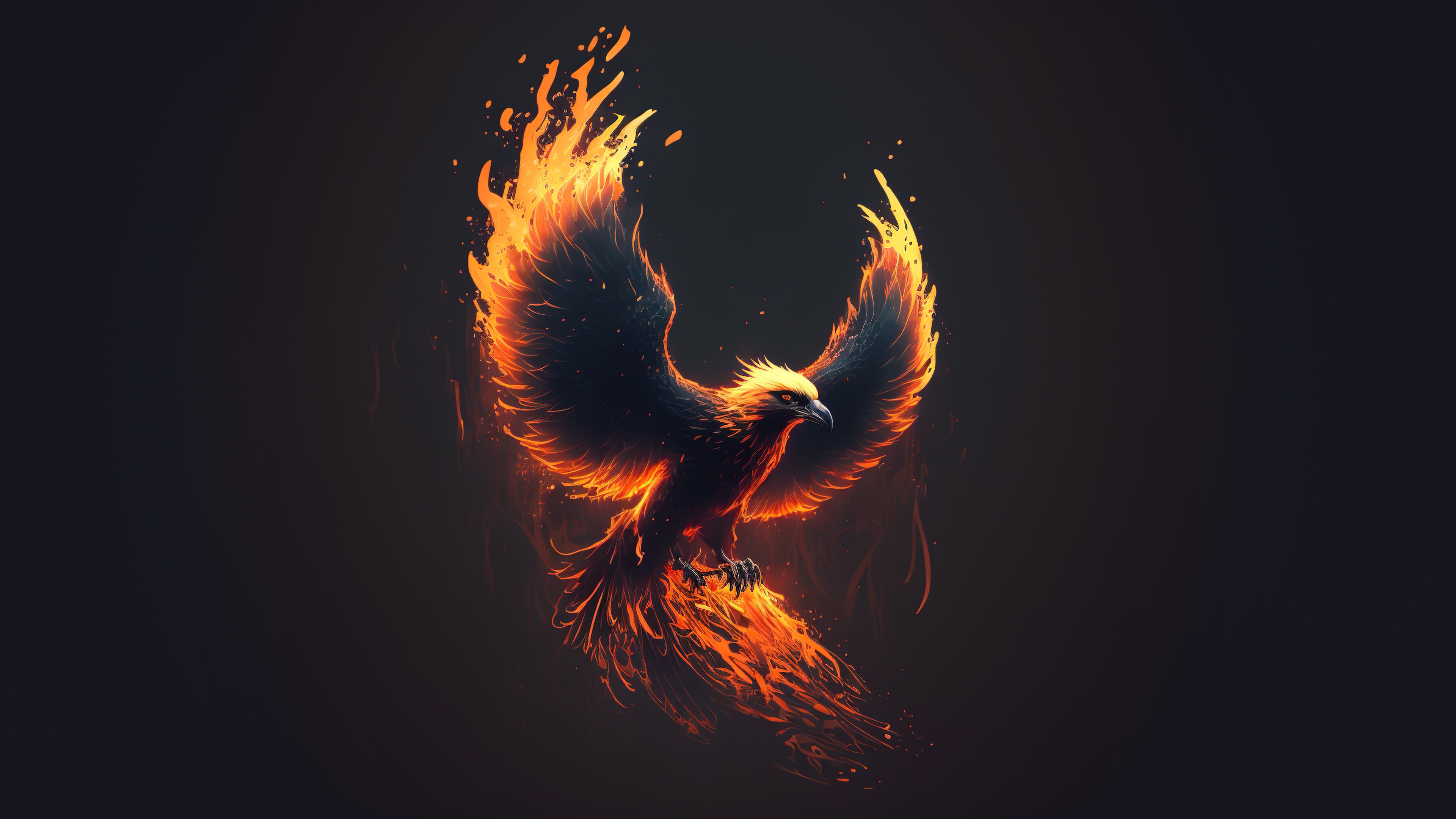 Fantasy Firebird with Spread Wings