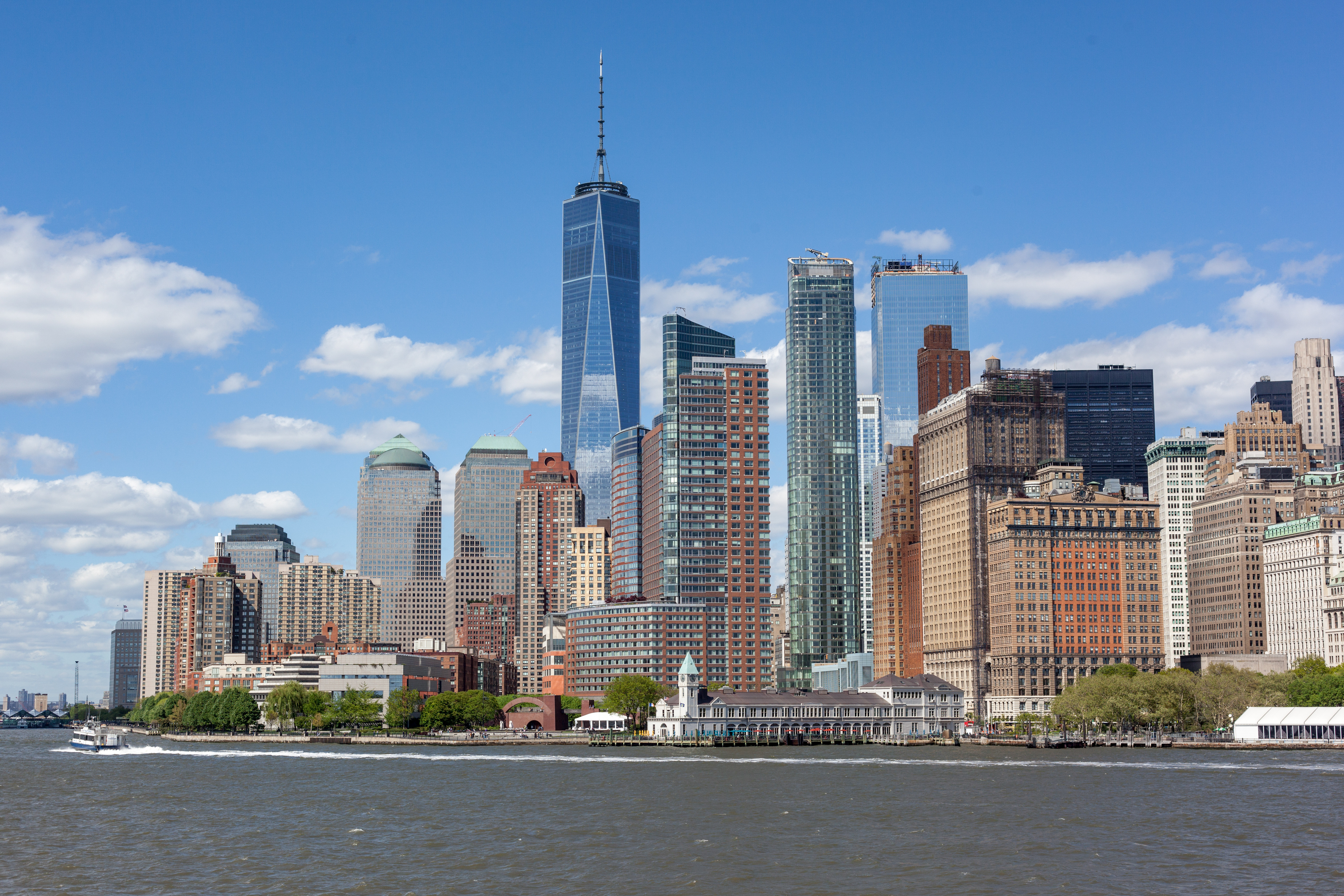 Skyscrapers with towers on the bay