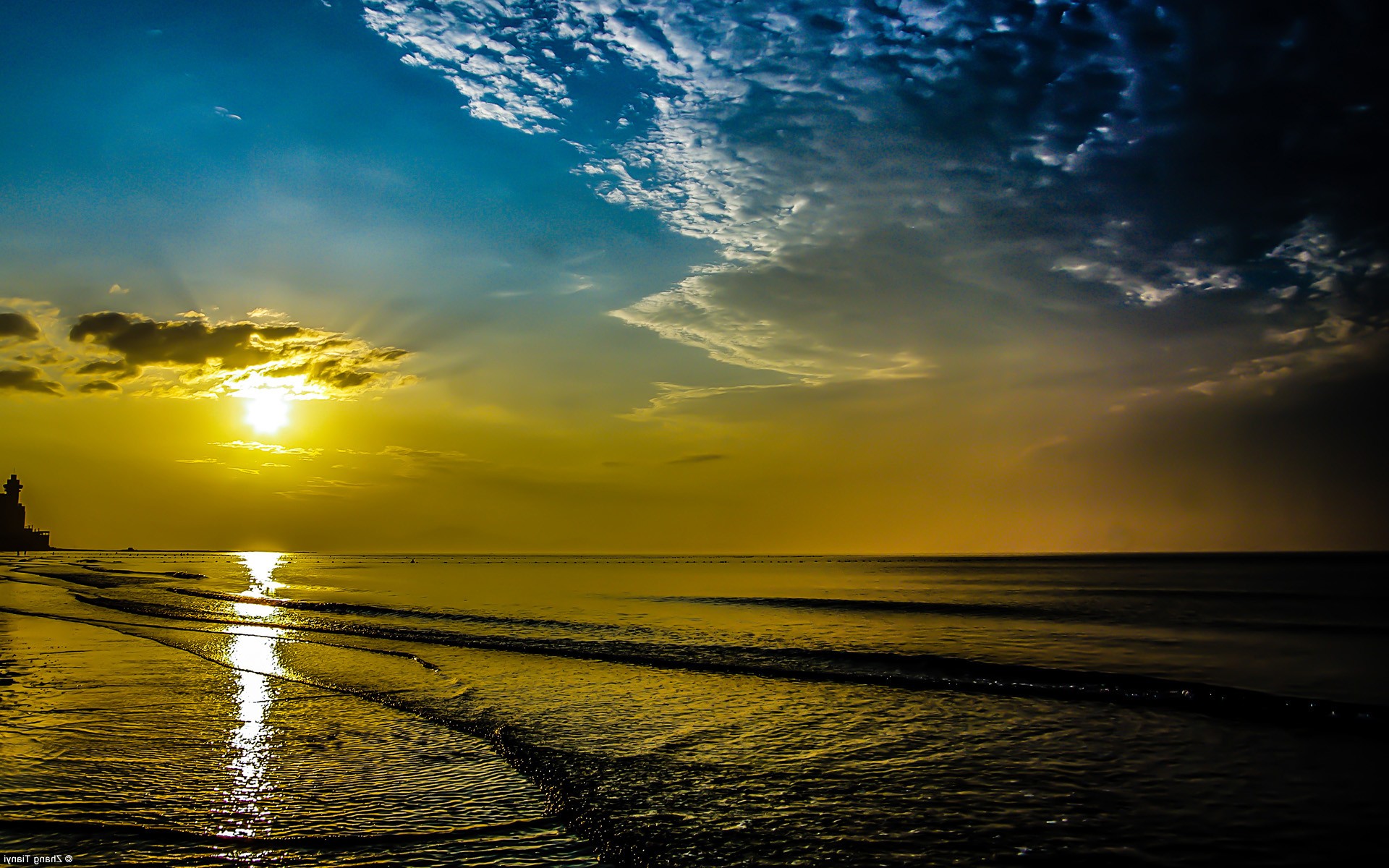 桌面上的壁纸日出 海 天空