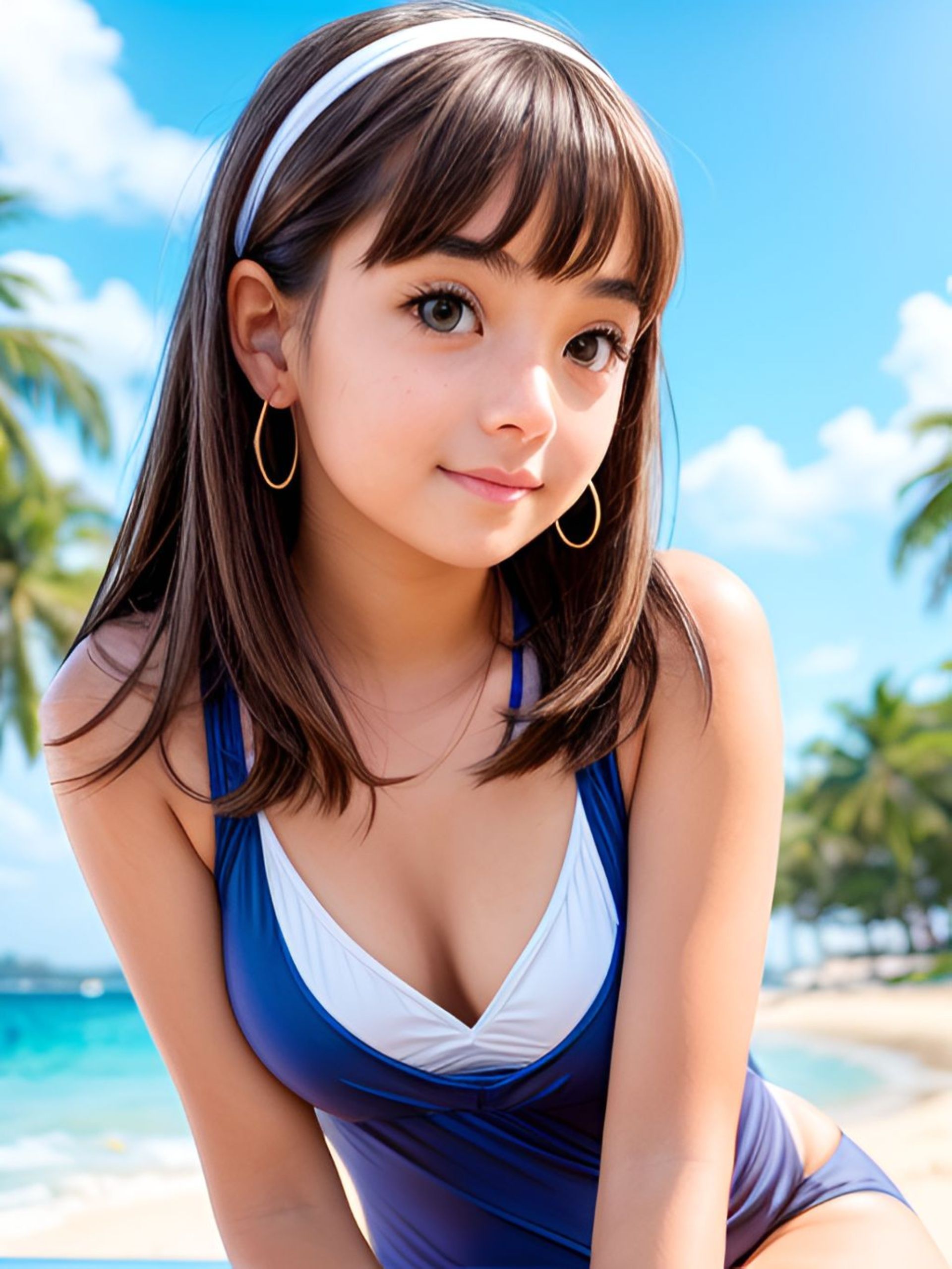 Бесплатное фото Девушка, в купальнике, на пляже, фото