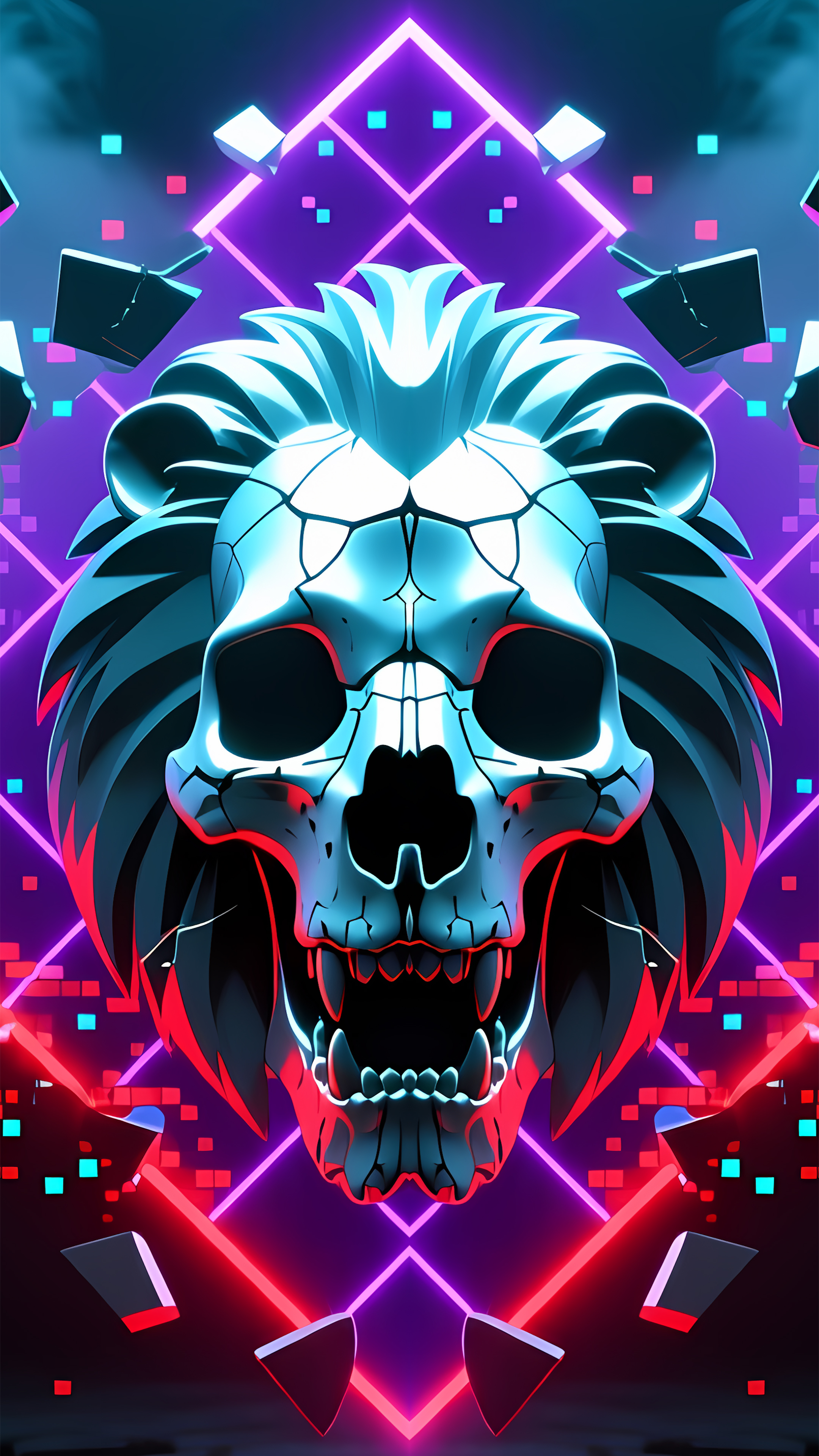 Красочные эстетичные обои для телефона Лев 3D