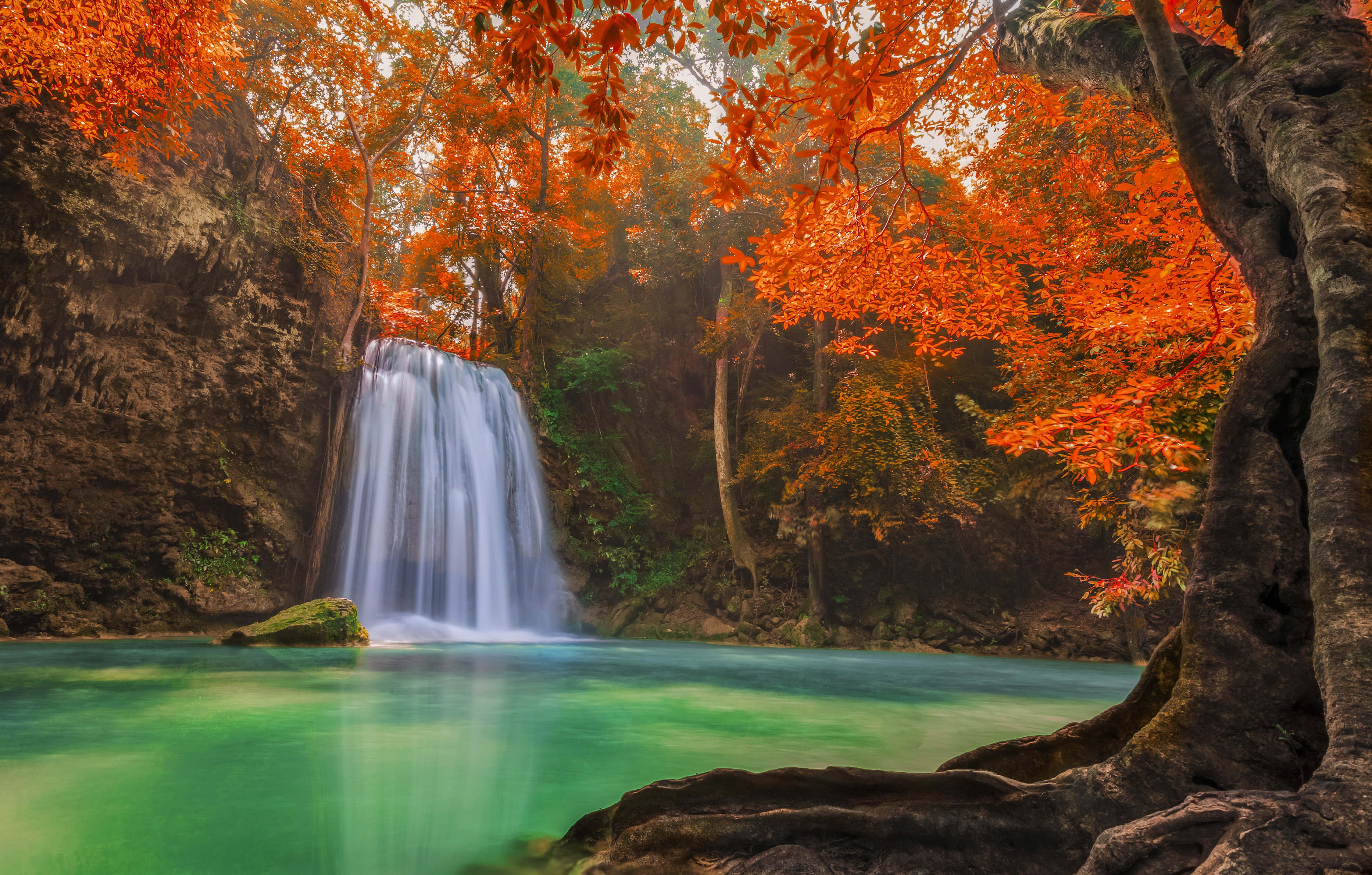 Wallpapers Erawan Waterfall in Kanchanaburi Thailand fall on the desktop