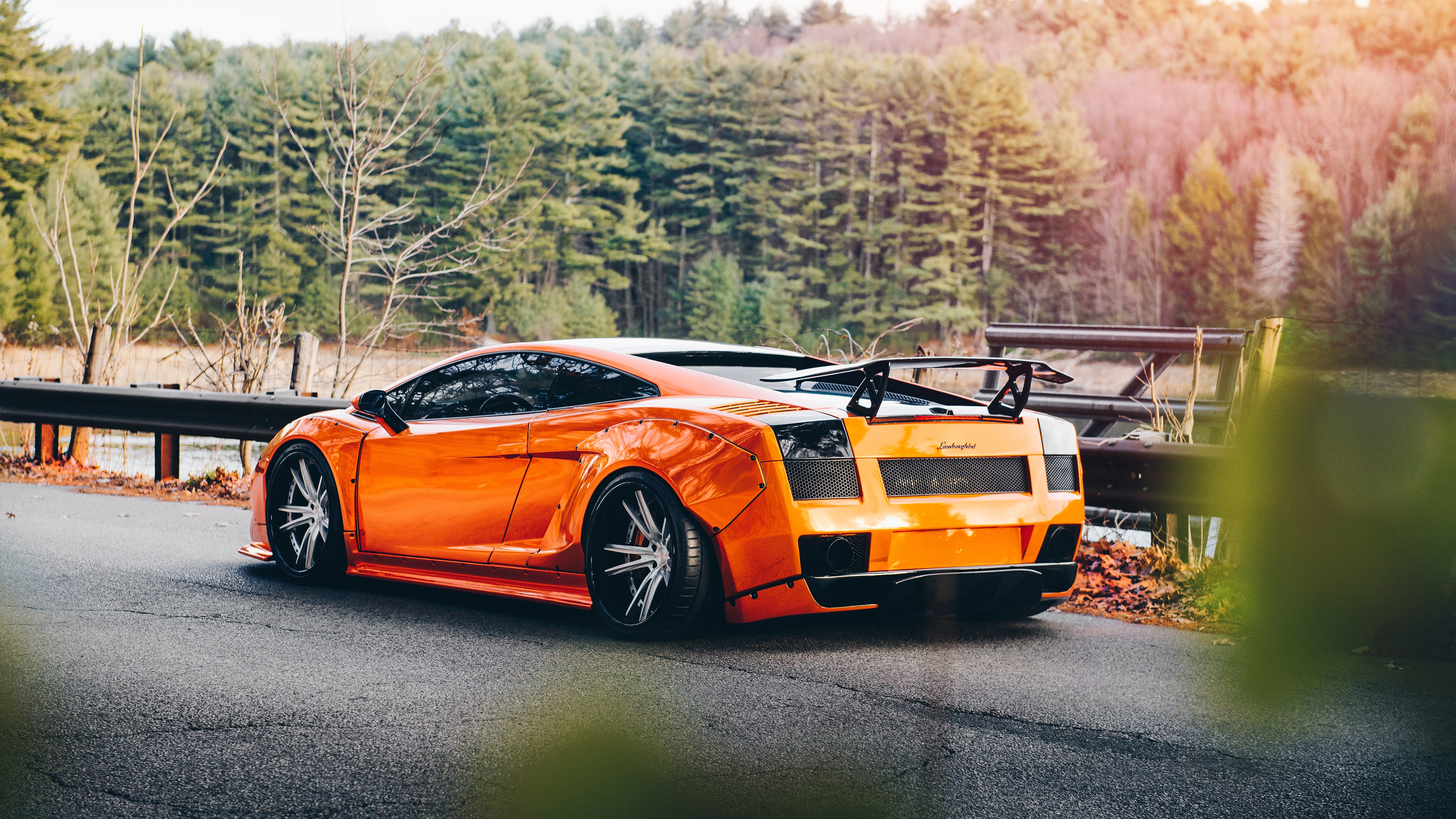 Wallpapers Lamborghini Gallardo orange car view from behind on the desktop