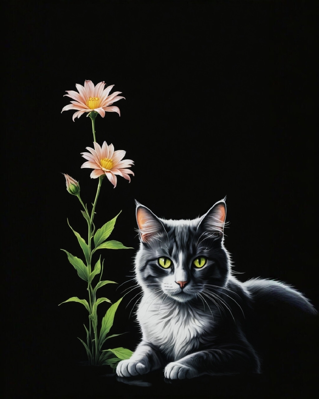 Free photo A gray silhouette on a black background